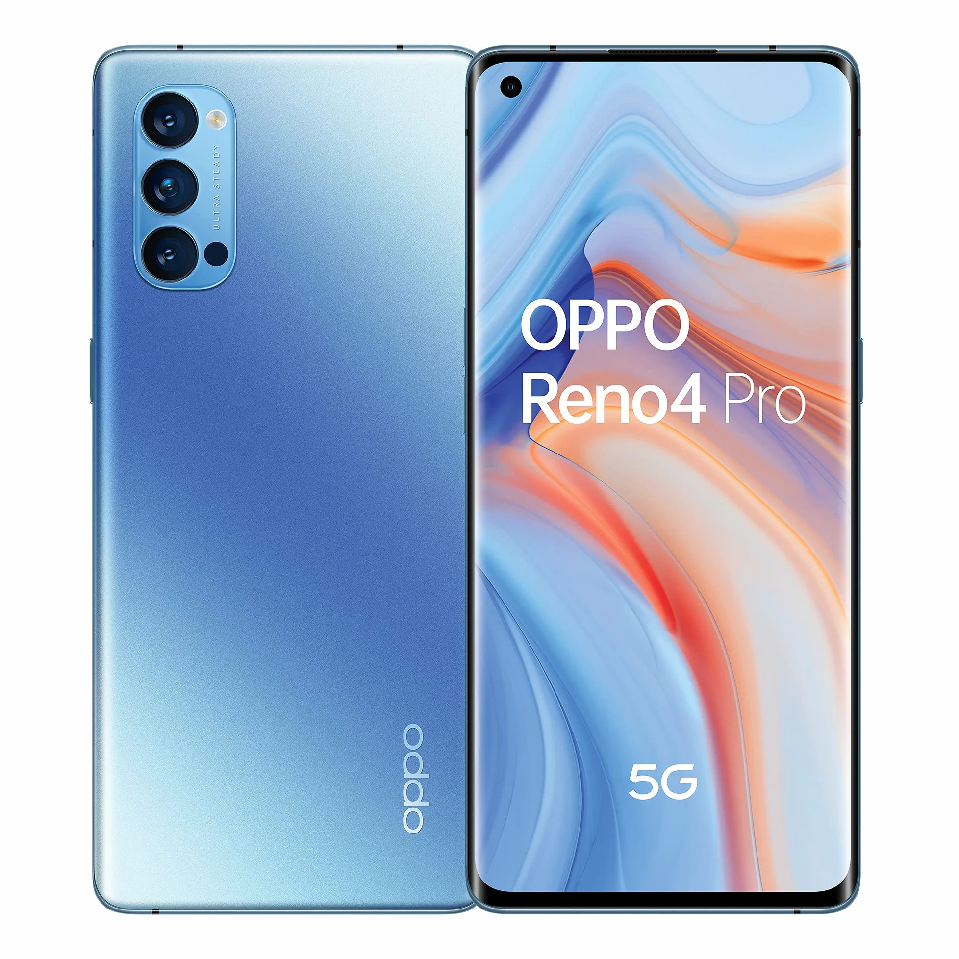 OPPO Reno4 Pro Smartphone 5G, 172g, Display 6.5" FHD+ AMOLED, 3 Fotocamere 48MP, RAM 12GB + ROM 256GB non Espandibile, Batteria 4000mAh, Ricarica Super, Dual Sim, [Versione Italiana], Galactic Blue