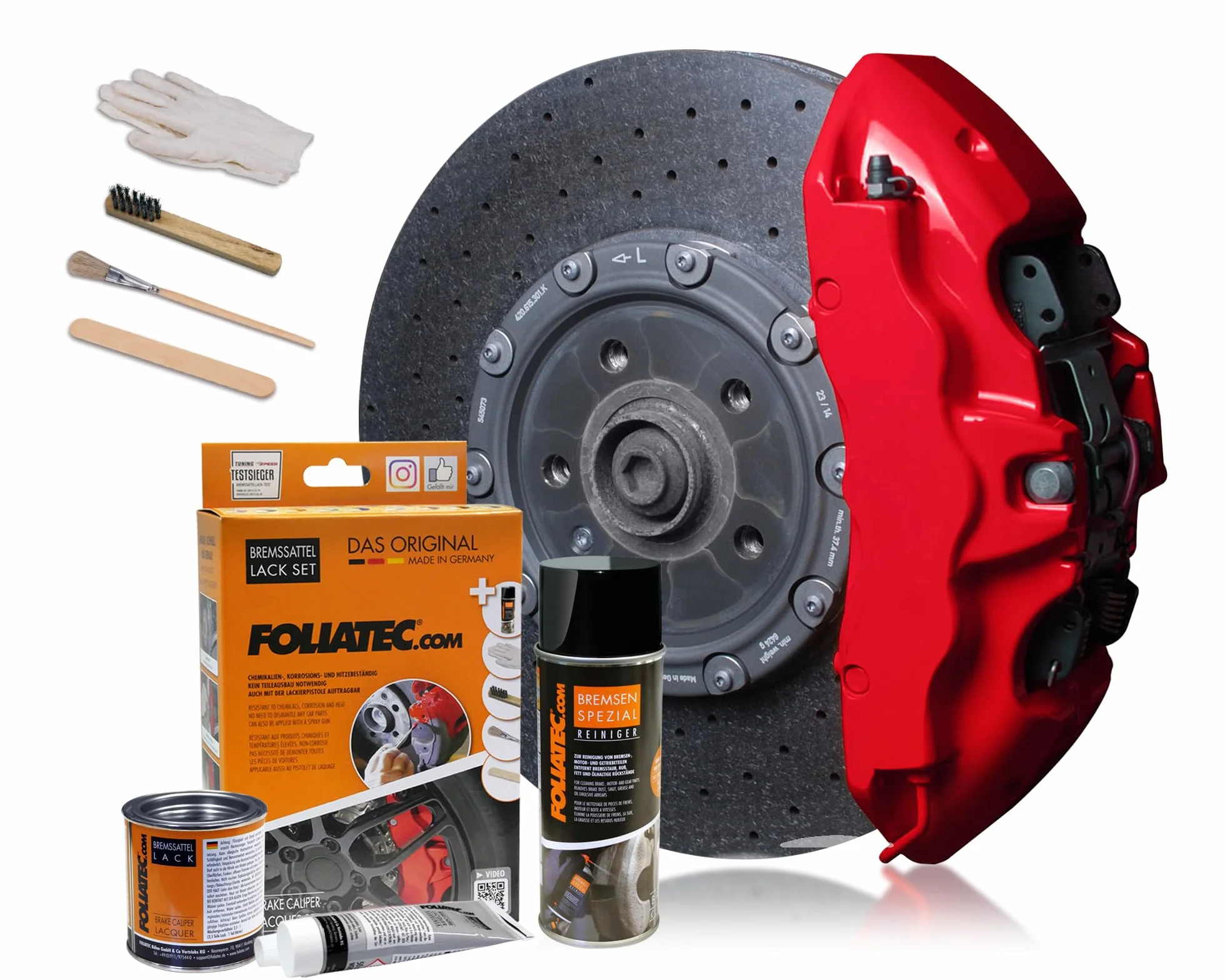 FOLIATEC Set vernici pinze freno resistenti al calore Racing Rosso 7 pezzi