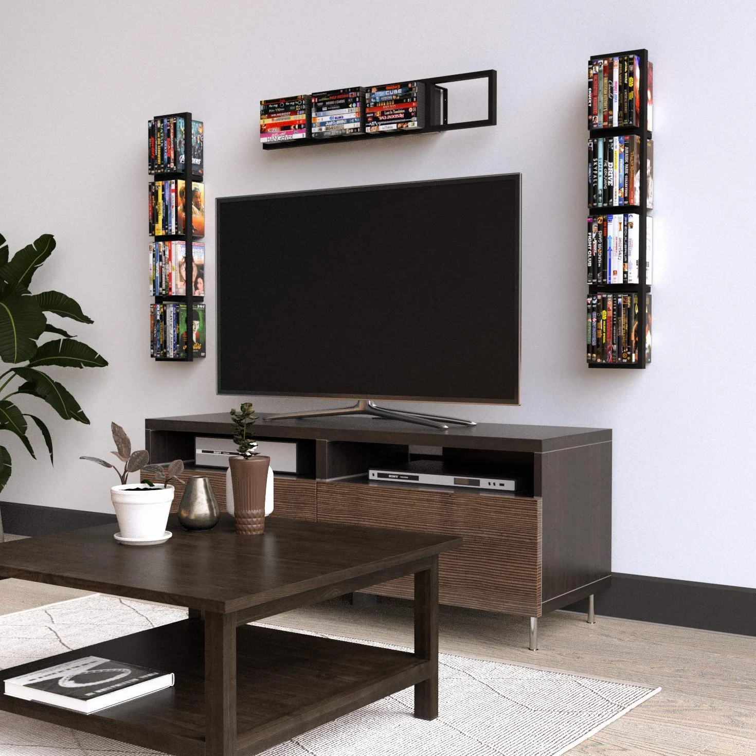 You Have Space Moderno supporto da parete per CD DVD Media Rack Storage Metal Shelf Organizer (nero)