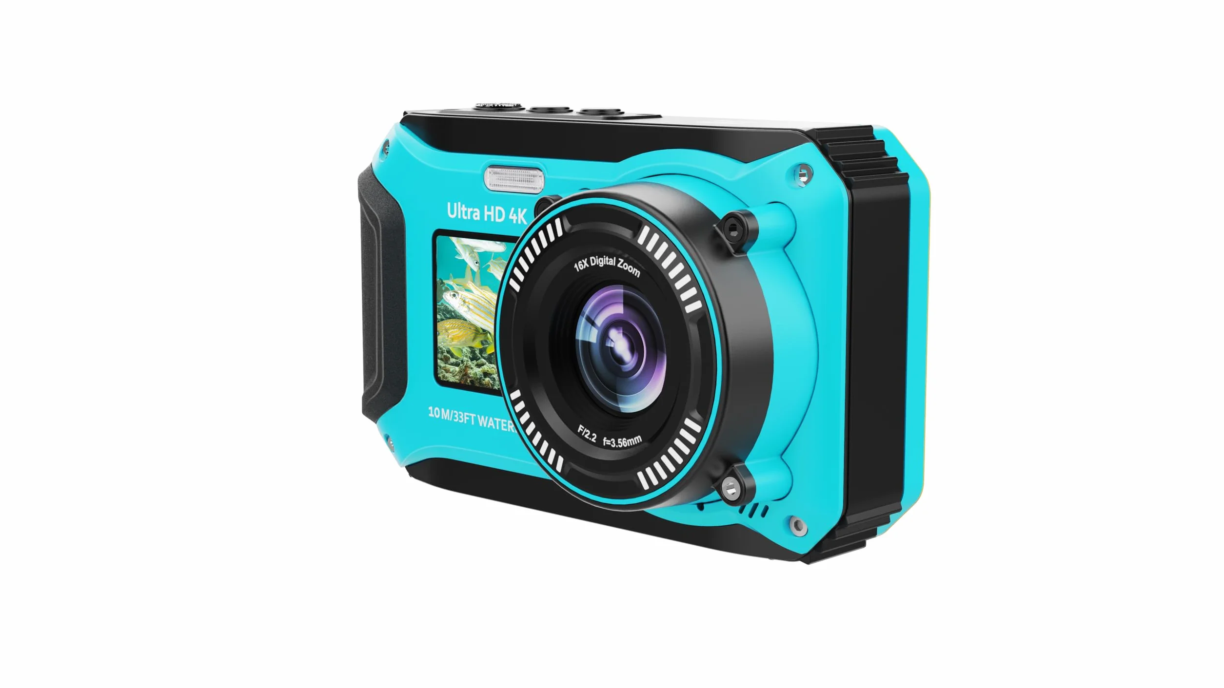 4K 64MP UHD fotocamera subacquea per snorkeling con scheda 32GB dual screen impermeabile antipolvere 1500mAh