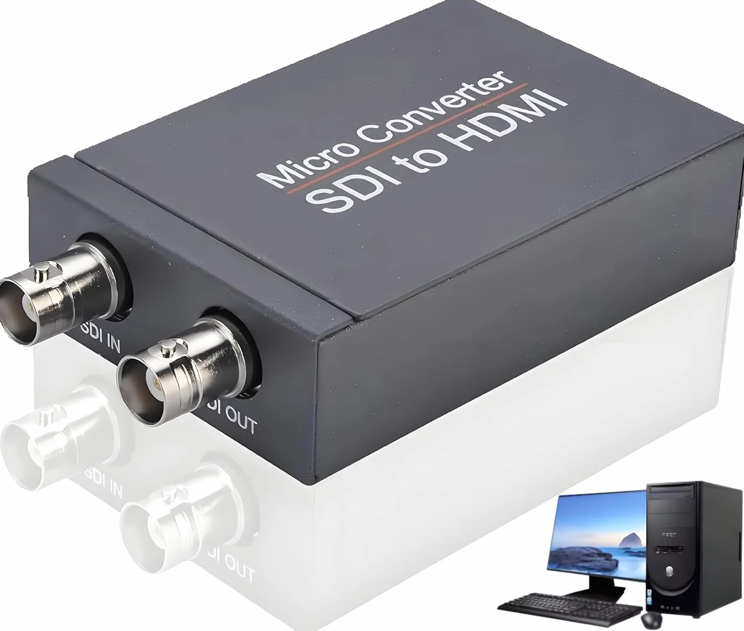 Queen.Y Convertitore da SDI a HDMI 3G-SDI HD Adattatore 1080P con Alimentatore SDI Loopout