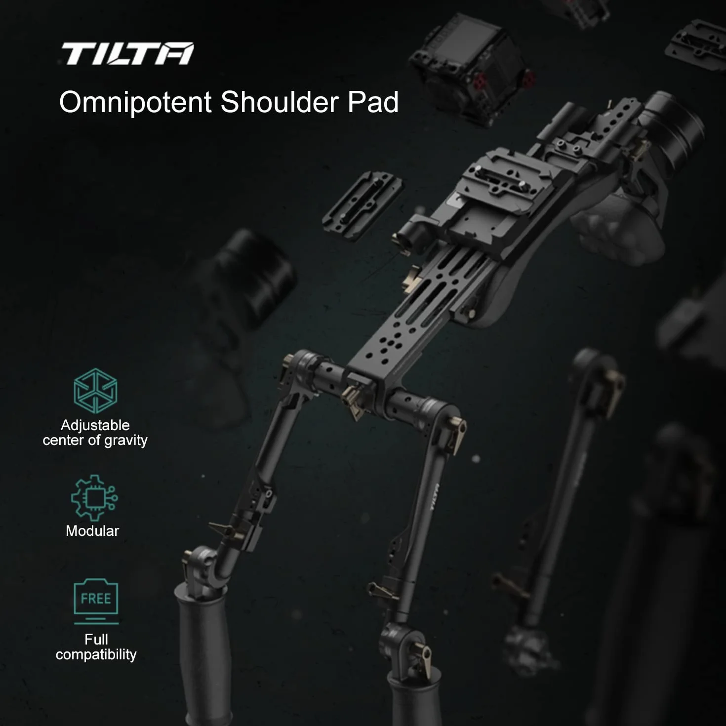 TILTA TA-LSR-B-2 Lightweight Shoulder Rig Rosette Handgrip Dual Baseplate per Sony A1 A7S III A7M4 FX3 R5 R5C GH6 Red Komodo