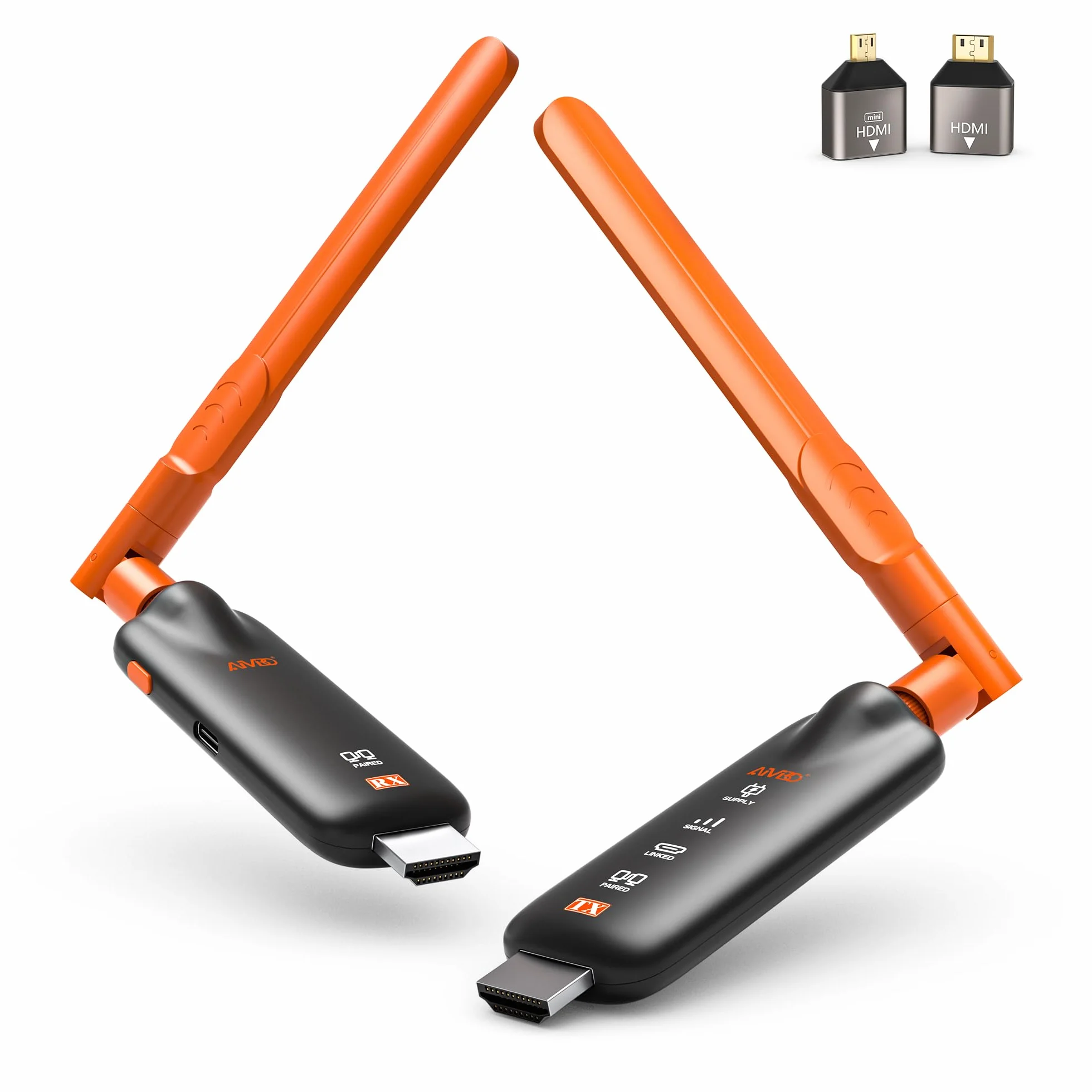 AIMIBO [2026] Trasmettitore HDMI Wireless Decodifica 4K vers 1080P@60Hz, Supporta 6 RX, Antenne 5dBi Stato del LED, HDMI Senza Fili 50m, Plug & Play da Laptop/PC a TV e Proiettore, Bassa Latenza