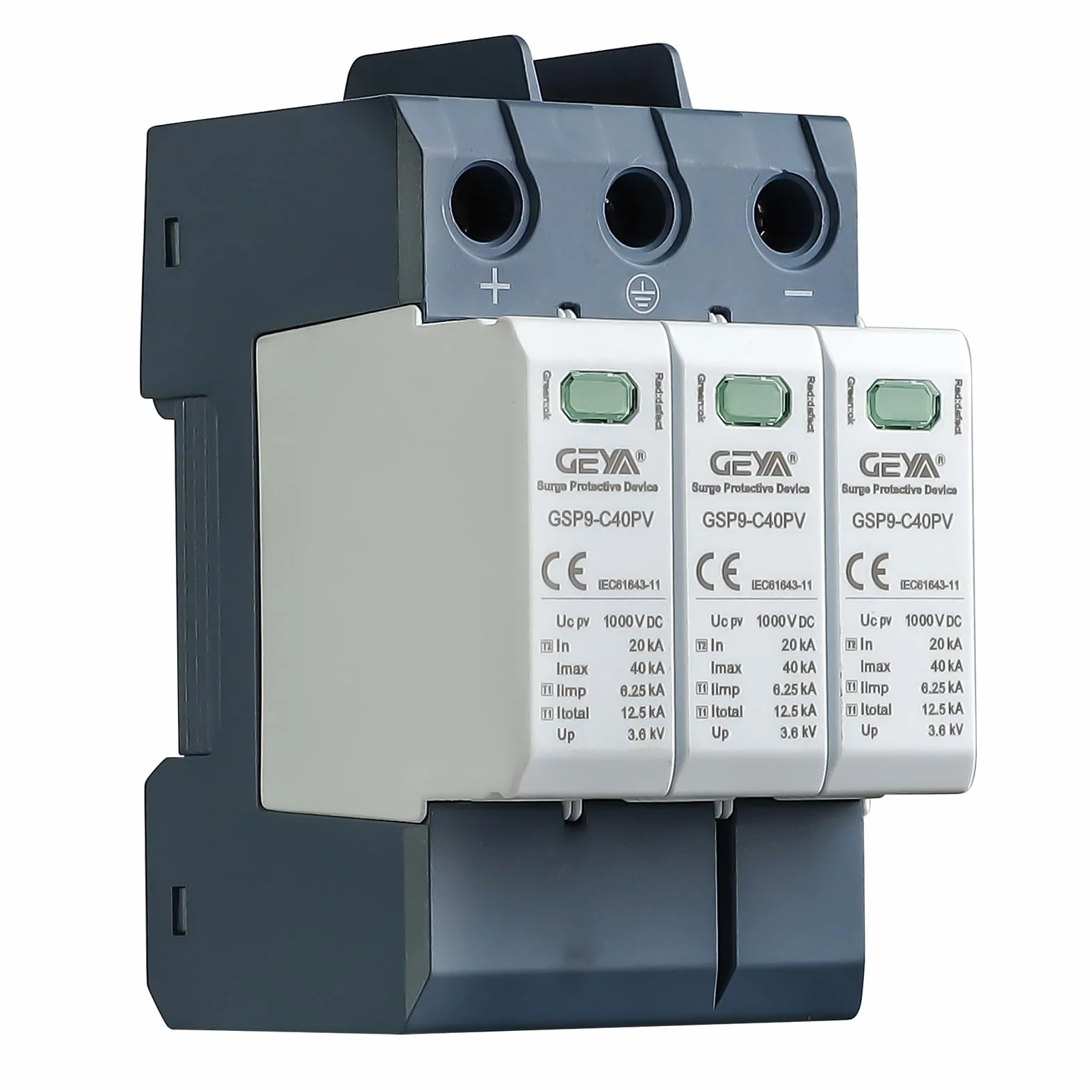 GEYA protezione contro sovratensioni guida DIN 20KA-40KA scaricatore sovratensione fulmine DC 3P DC1000V