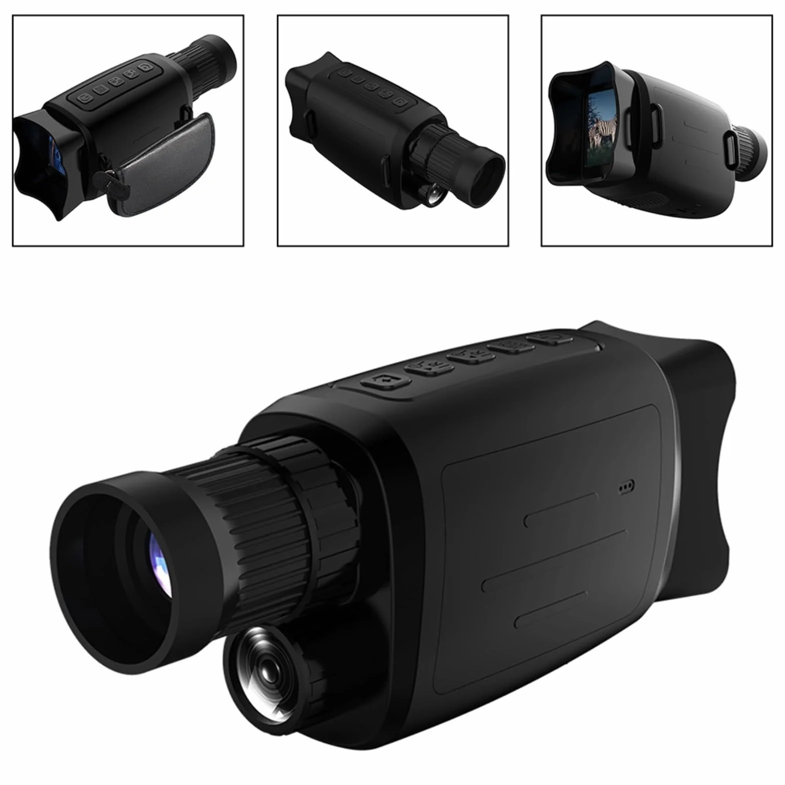 Monocolo di visione notturna da 800 m con zoom digitale 16x, infrarossi regolabile da 3 W e display HD 1080p, design resistente alle intemperie in ABS per caccia/campeggio, intervallo di funzionamento