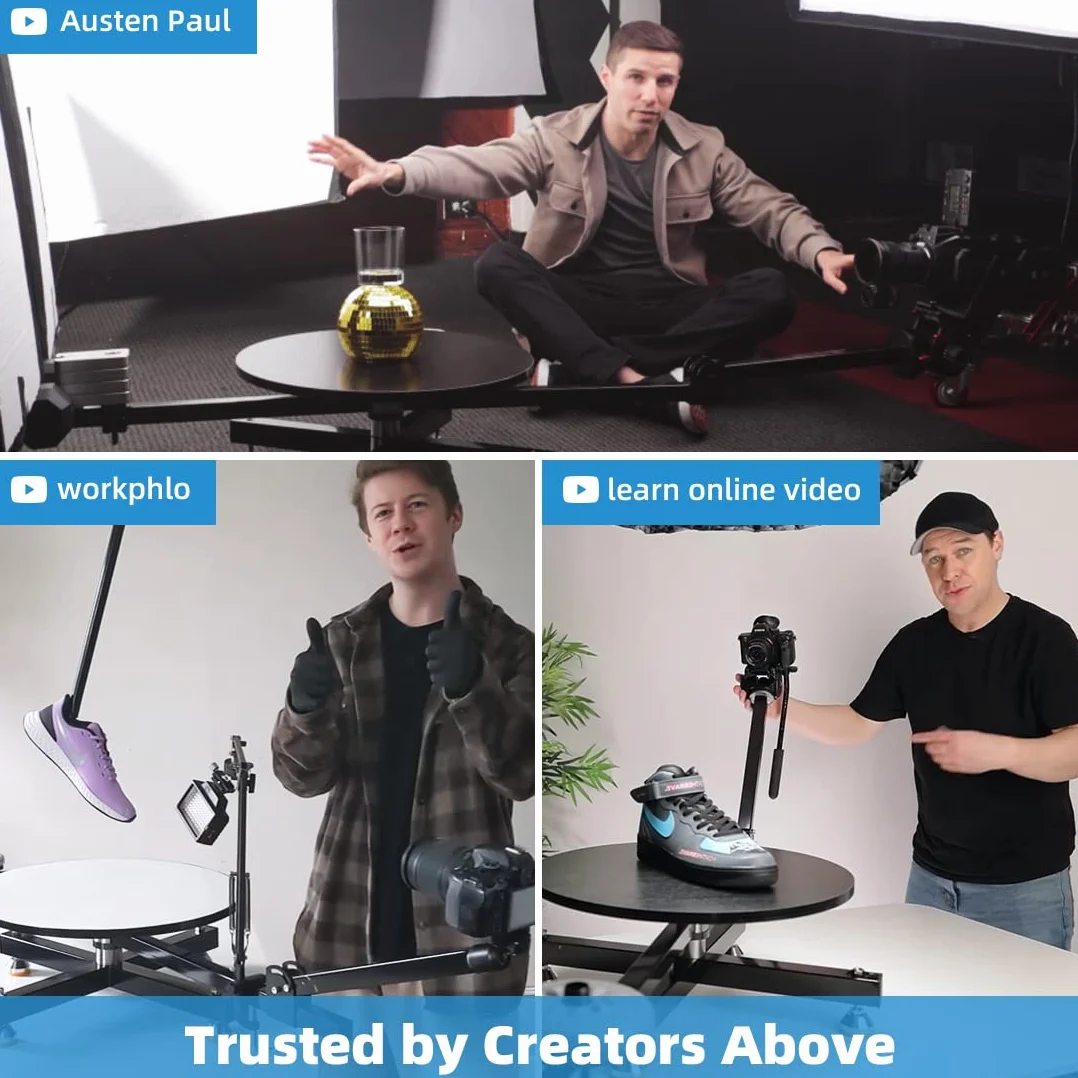 RAUBAY Spinner a 360 gradi, Giradischi fotografici professionali, Cursore per fotocamera rotante, Cabina video per filatura, Piattaforma per la fotografia commerciale del prodotto, Tempo di proiettile