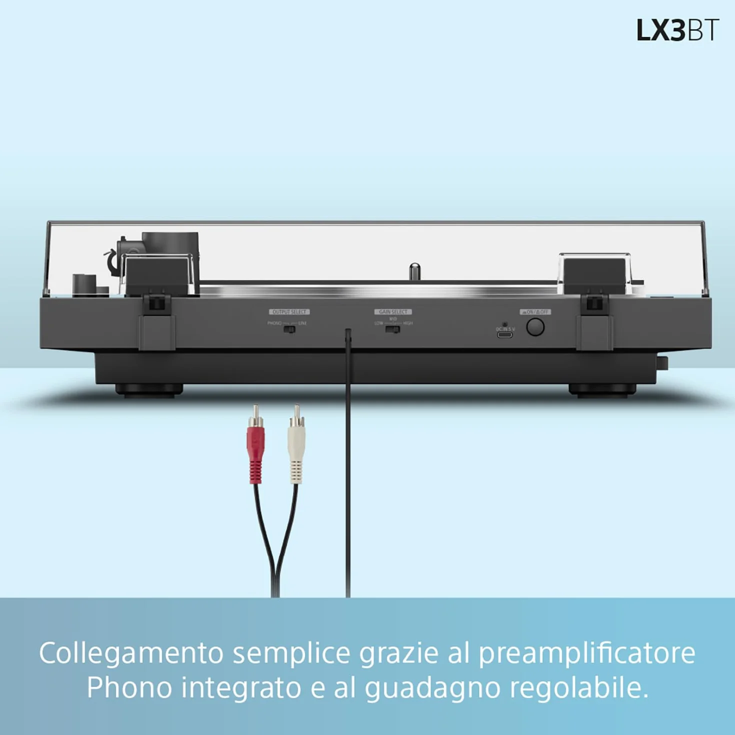 Sony PS-LX3BT giradischi wireless Bluetooth audio Hi-Res trasmissione a cinghia preamplificatore phono 2 velocità coperchio antipolvere