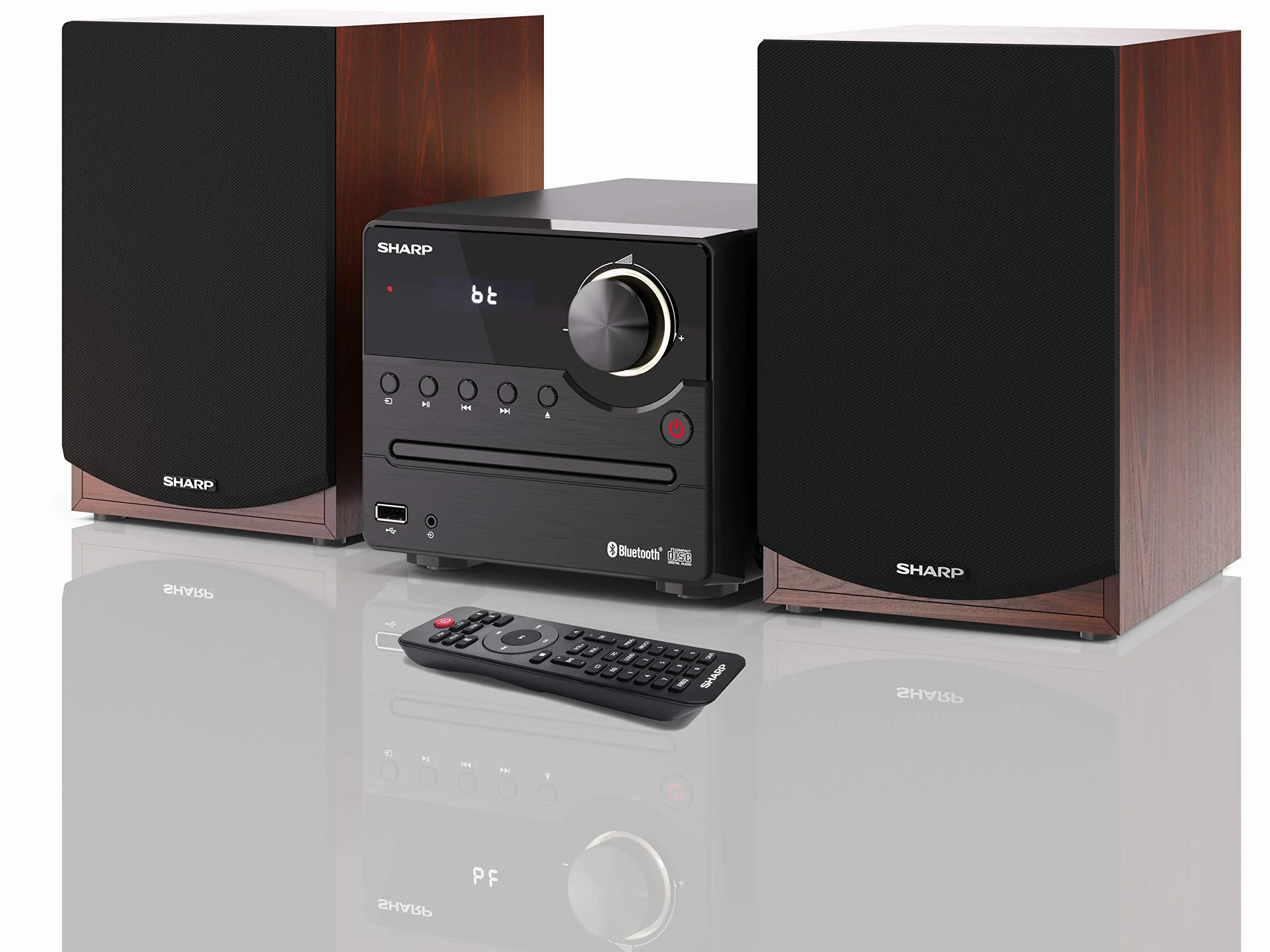 SHARP XL-B512 (BR) - Sistema audio stereo (45 Watt, radio con sintonizzatore FM, Bluetooth), colore: marrone
