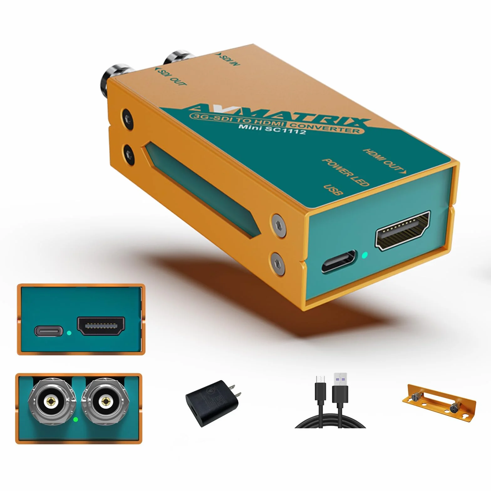 AVMATRIX Mini SC1112 SDI-HDMI Converter, HD/SD/3G-SDI Loop Out, USB-C