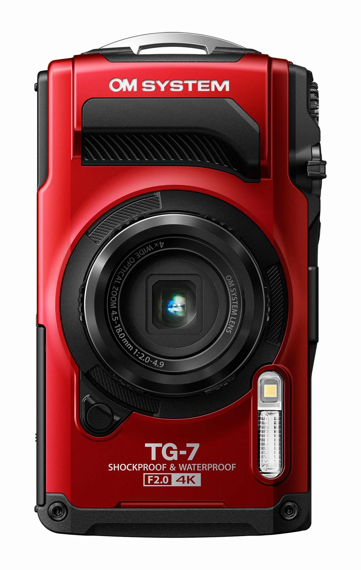 OM SYSTEM Tough TG-7 rosso, 12MP, impermeabile, resistente agli urti, modalità di ripresa subacquea e macro, video 4K, zoom 4x-grandangolare (erede di Olympus TG-6)