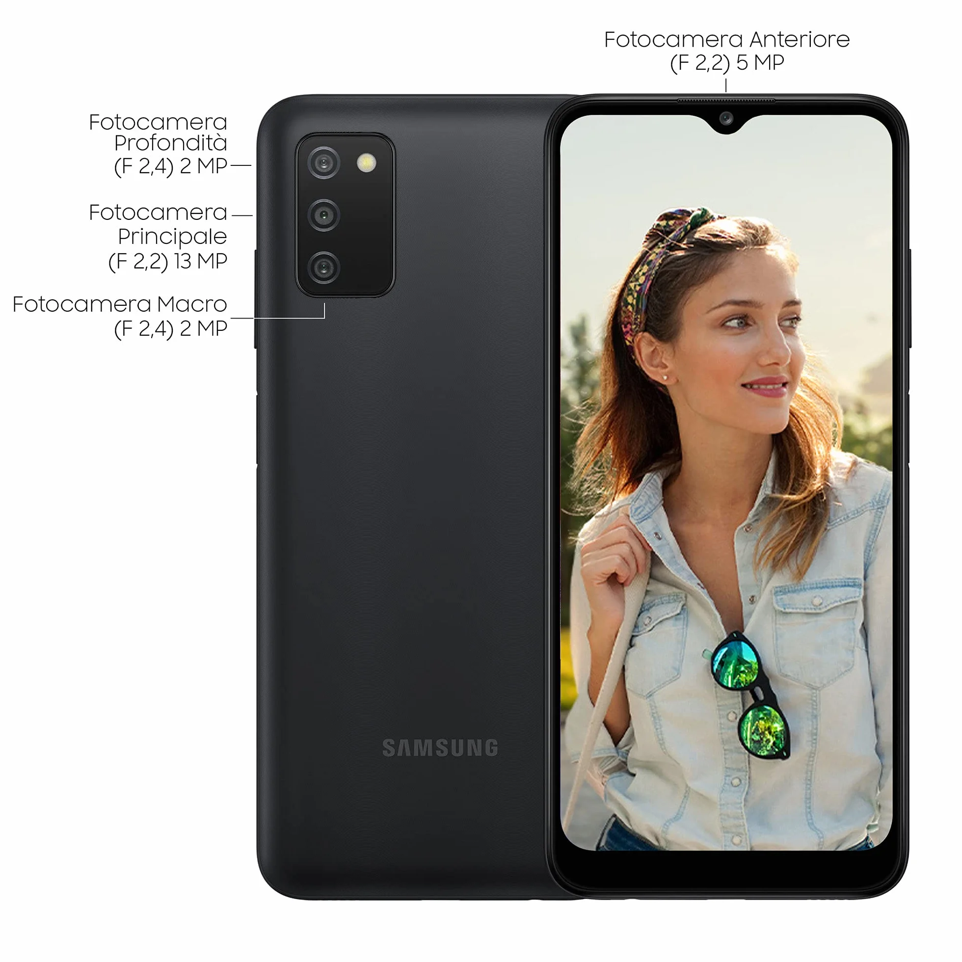 Samsung Galaxy A03s Smartphone Android, Display Infinity-V HD+ da 6,5 Pollici, 3 GB di RAM e 32 GB di Memoria Interna Espandibile, Batteria da 5.000 mAh, Nero [Versione Italiana] (Ricondizionato)