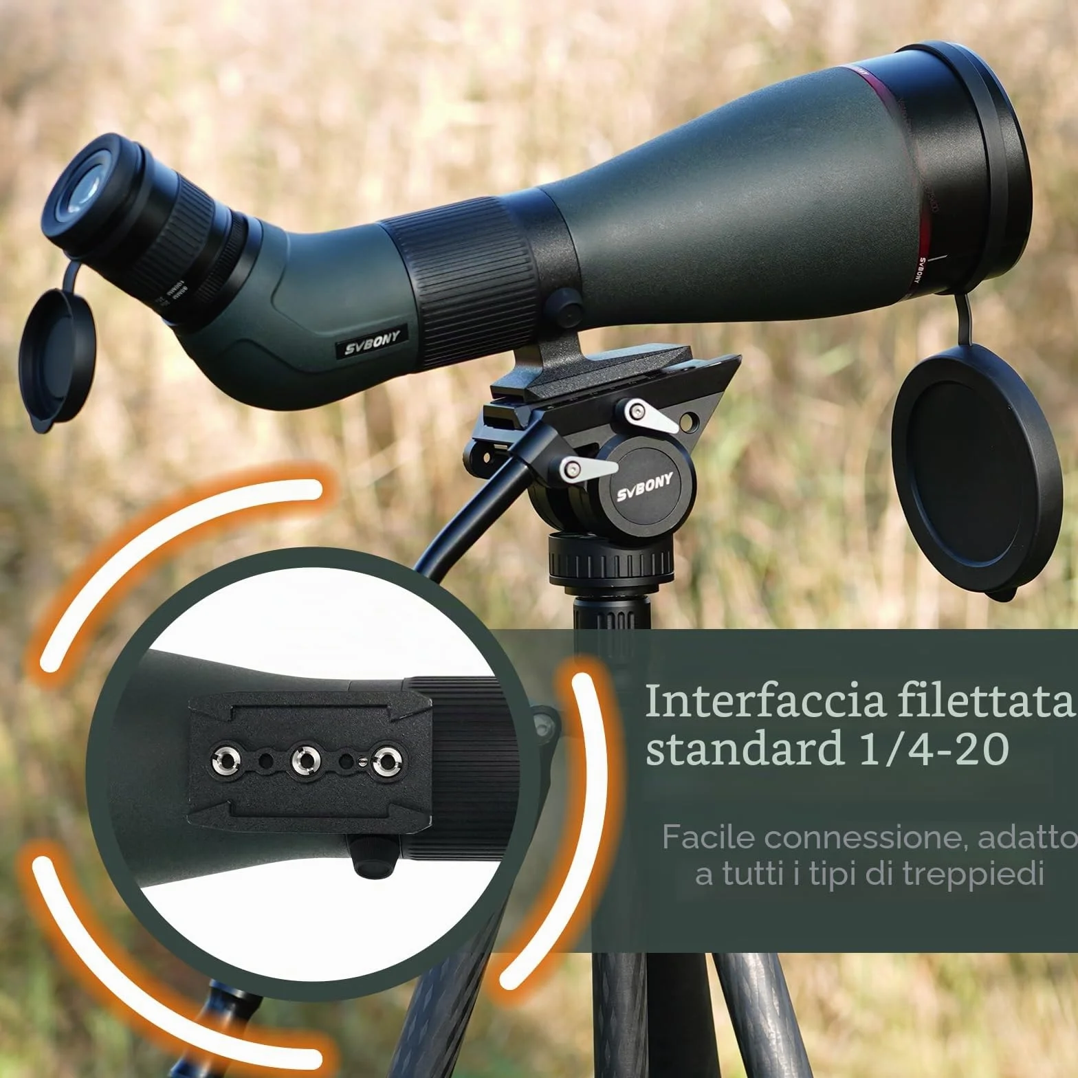 Svbony SA401 APO Cannocchiale, 25-75X100 Apocromatico Obiettivo con Doppia Lente ED FMC, Digiscoping Telescopio Spotting Scope Compatibile Con Fotocamera WIFI SC001 Impermeabili Birdwatching Uccelli