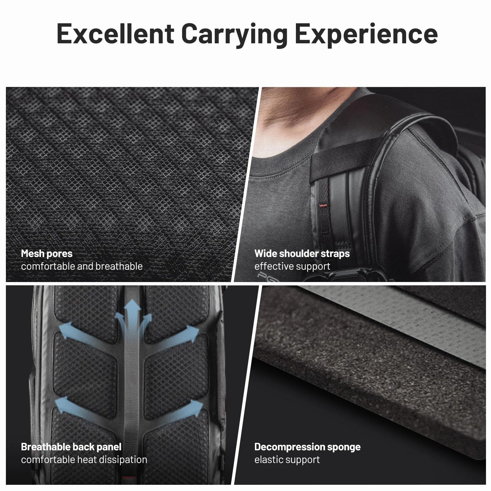 PGYTECH OneMo Lite Zaino Fotografico 22L, Borsa Impermeabile per fotocamera professionale per DJI Mavic Series/DJl Mini 4 Pro/DJI Avata 2, DSLR/SLR Mirrorless, Nero