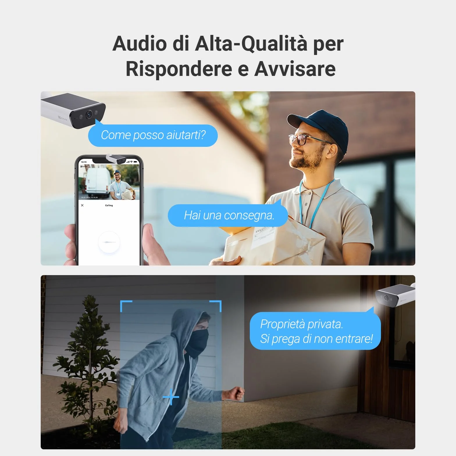 EZVIZ CB5 4K Telecamera Wi-Fi Esterno a Batteria Solare, 100% Senza Fili, Pannello Solare Integrato, Rilevamento di Persone/Veicoli, Visione Notturna a Colori, Audio Bidirezionale, Impermeabile IP65