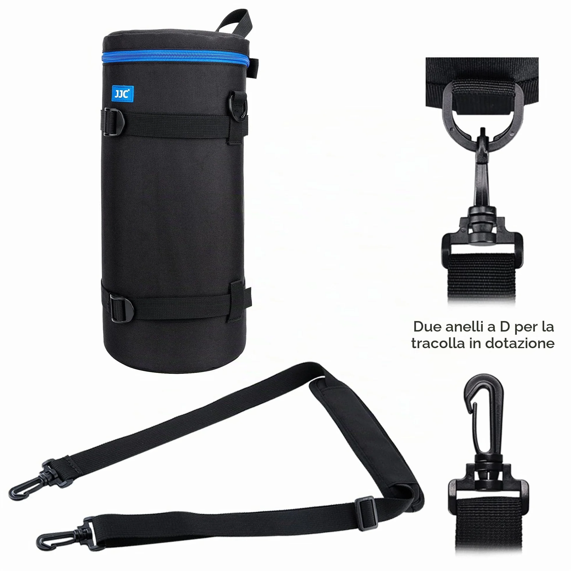 JJC Custodia per obiettivo Deluxe per Sony FE 200-600 mm F5,6-6,3G OSS, accessori per lenti impermeabili, custodia protettiva con tracolla e cuscino rimovibile, dimensioni interne 5,5 pollici x 14,5