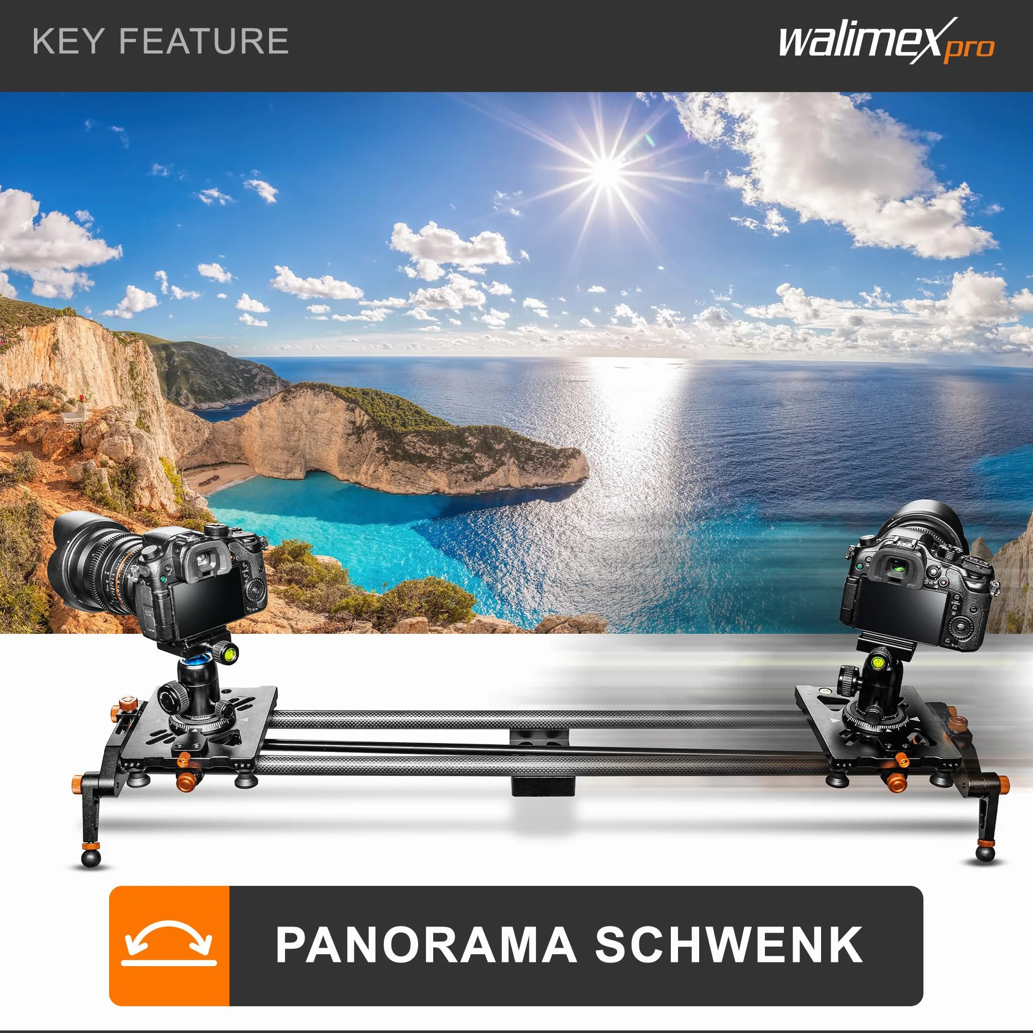 Walimex pro Carbon Follow Focus Parallax Slider 12 schwarz/orange 21640