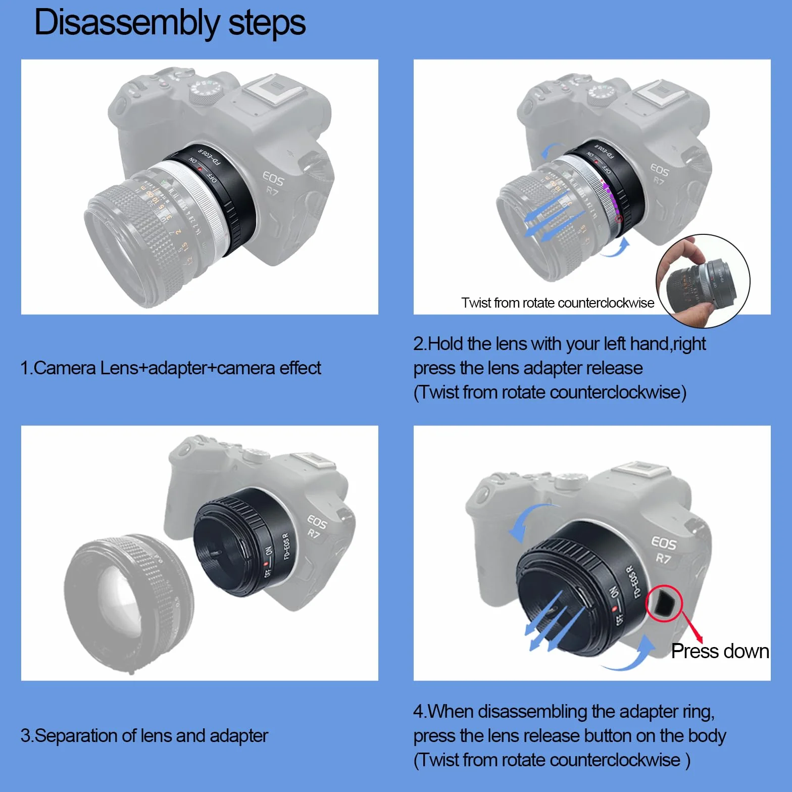 Anello adattatore obiettivo FD-EOS R,per FD/FL compatibile con EF RF RP.