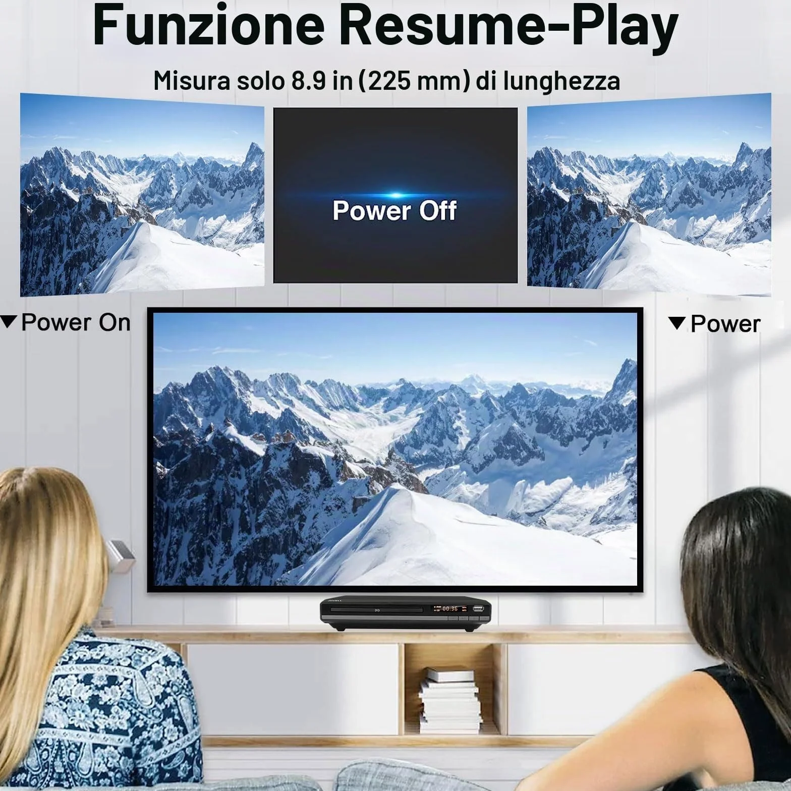 Lettore DVD HD con Porta HDMI per Smart TV | CD MP3 con Ingresso USB | Cavo HDMI e RCA Incluso | Perfetto per i Film per Famiglie (DVD-168)