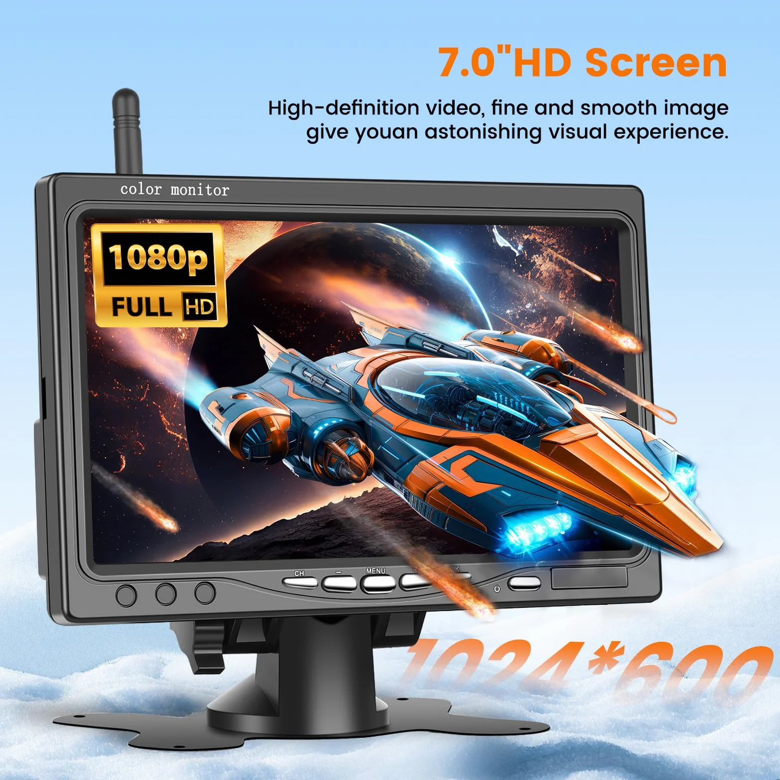 Hikity Wireless Retrocamera per Auto 7 Pollice LCD Monitor Schermo Telecamera Retromarcia Impermeabile Telecamera Posteriore Visione Notturna per Camion/Camper/Rimorchi/Bus