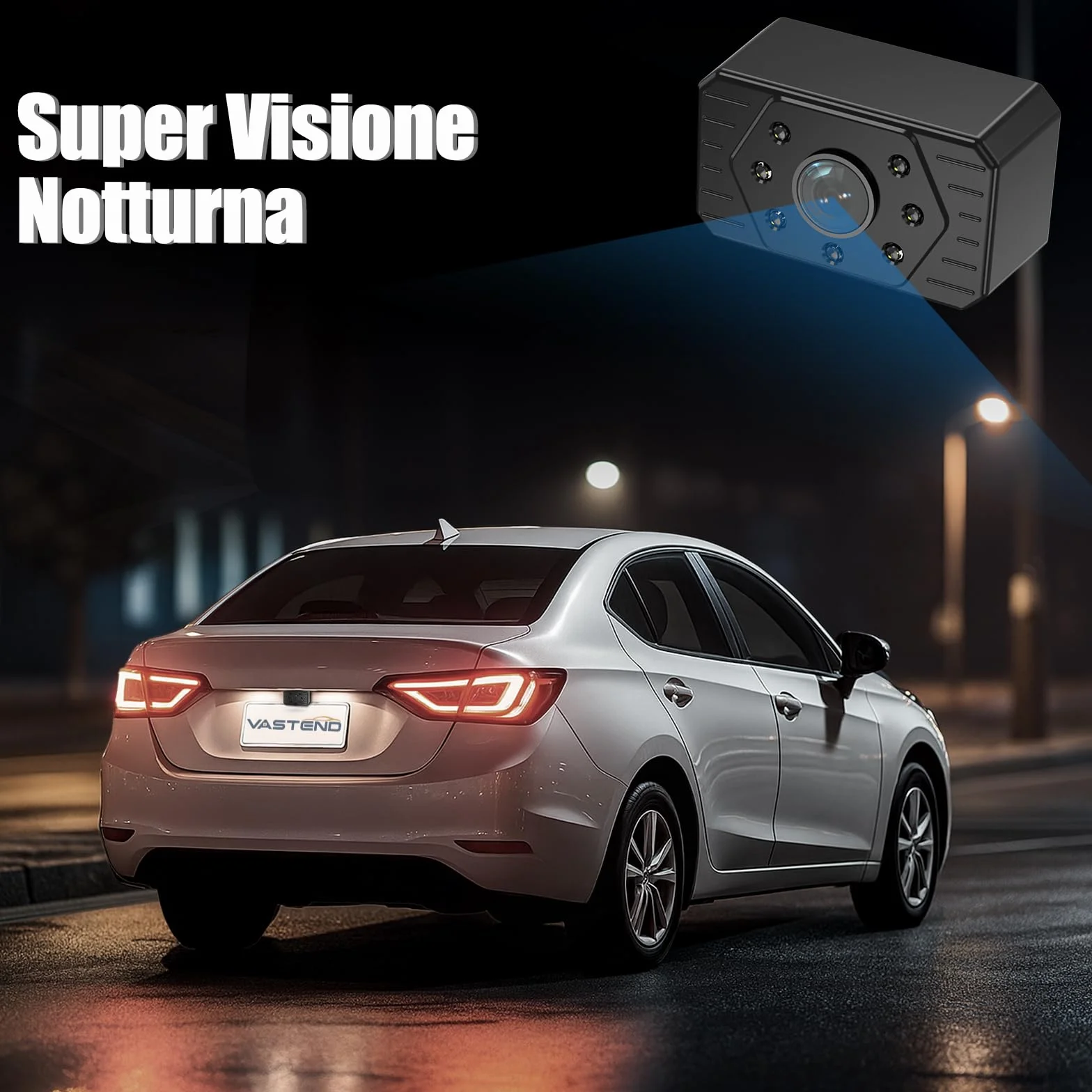 Sistema Wireless Telecamera di Retromarcia con Monitor da 5", 1080P HD, Visione Notturna, Impermeabile IP67, Portata 200m, per Auto, Camion, Furgoni, Camper (VE-5A)