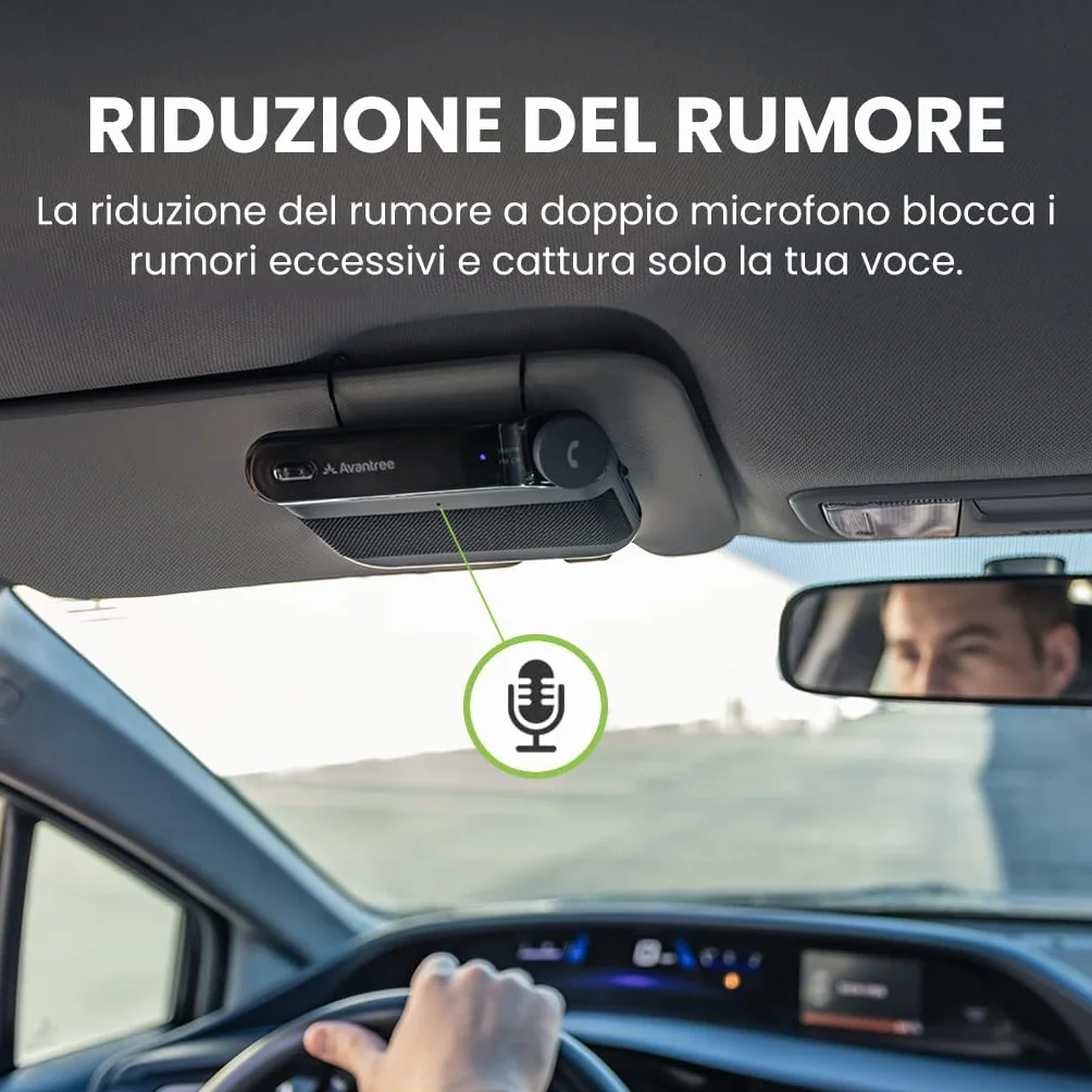 Avantree Roadtrip - Altoparlante Wireless 2-in-1 Kit Vivavoce Bluetooth per Auto per Trasmettere l’audio del Cellulare all’auto con altoparlanti 6W, Microfono Integrato e riproduzione di 22 h