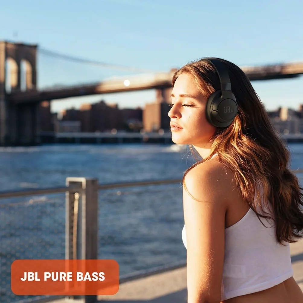 JBL Tune 760 NC, Cuffie Over-Ear Wireless Bluetooth con Cancellazione Attiva del Rumore, JBL Pure Bass, Cuffia Pieghevole Senza Fili, Fino a 50h di Autonomia, Nero