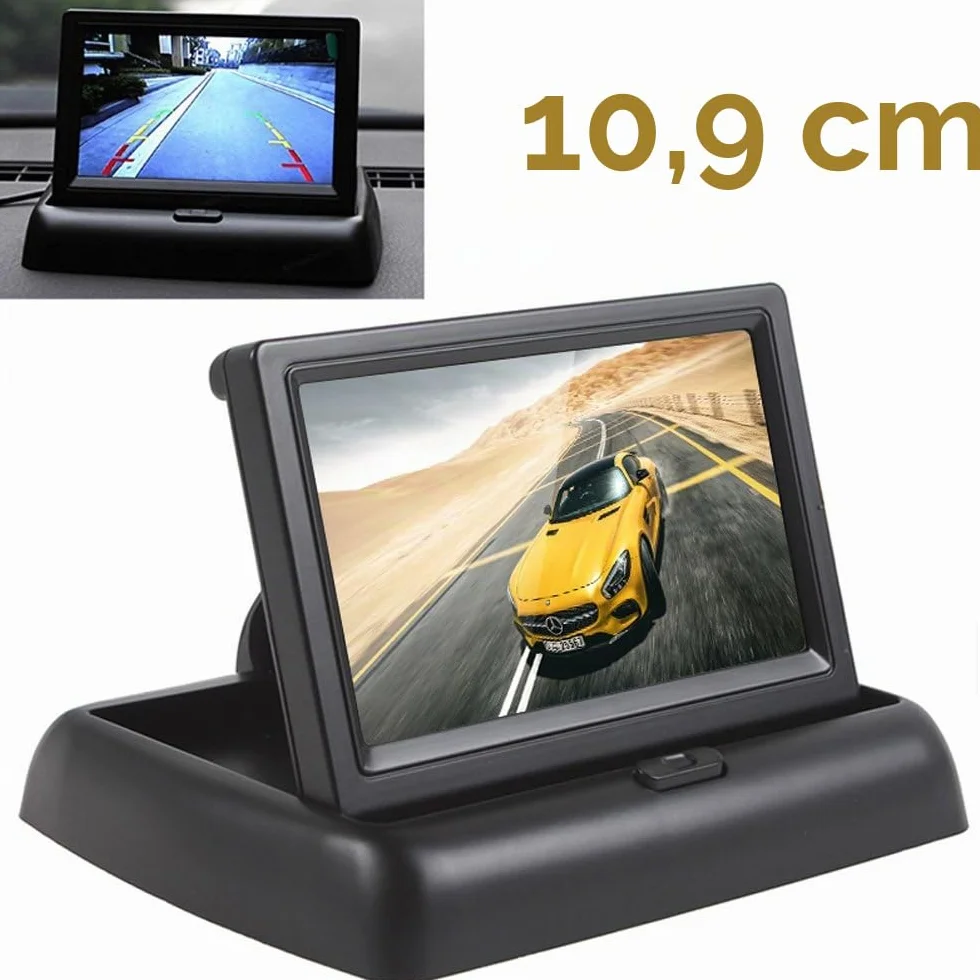 1 set Monitor Mini Auto Pieghevole ad Alta Risoluzione da 4.3" TFT LCD con Telecamera di Retromarcia per Sistema di Parcheggio e Retromarcia del Veicolo