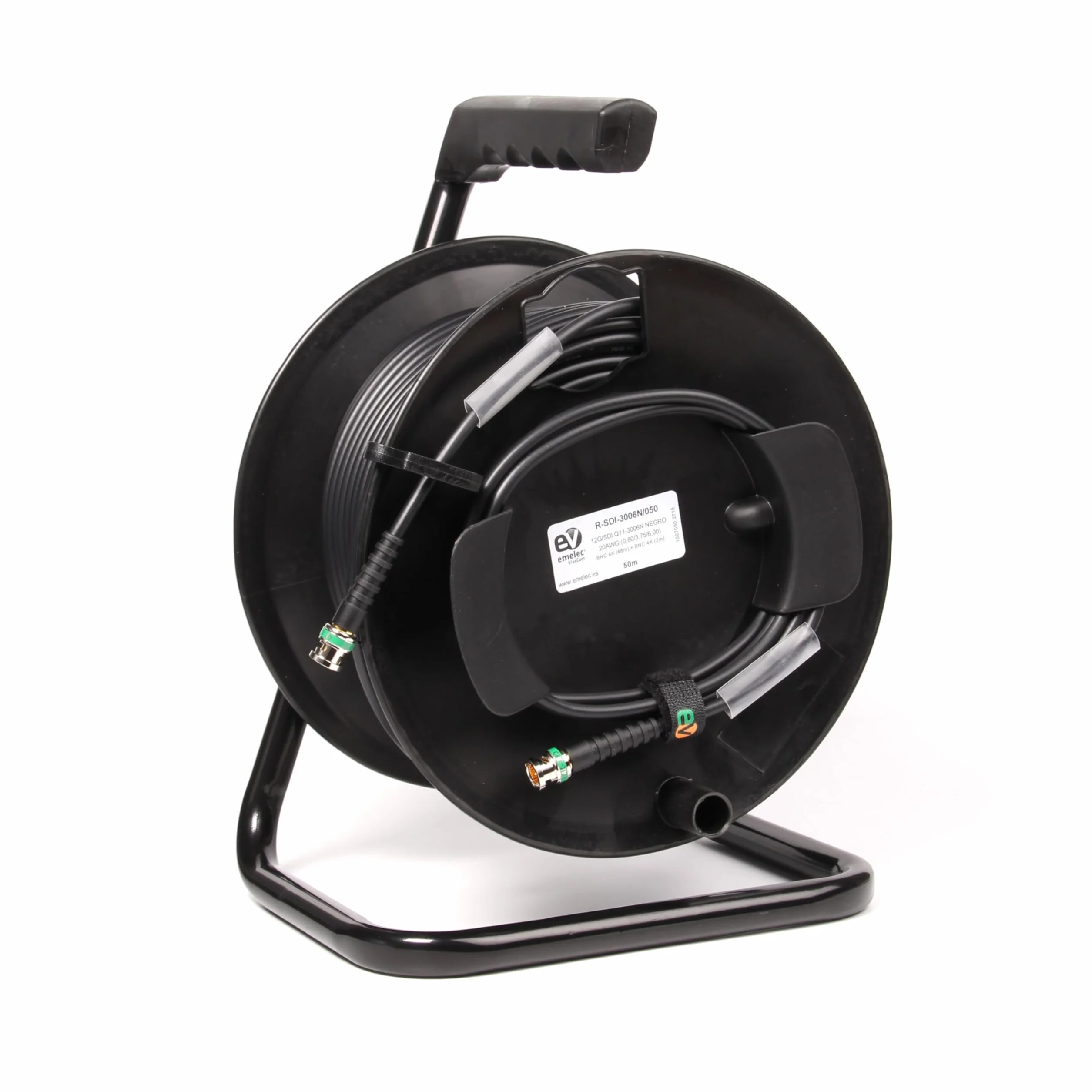 R-SDI-3006N/050-50m Cavo Video 4K-UHD 12G-SDI (0.8/3.75/6.0) Montato su Portacavi con BNC 4K-UHD - Driver Unifilare - Colore Nero - PVC flessibile