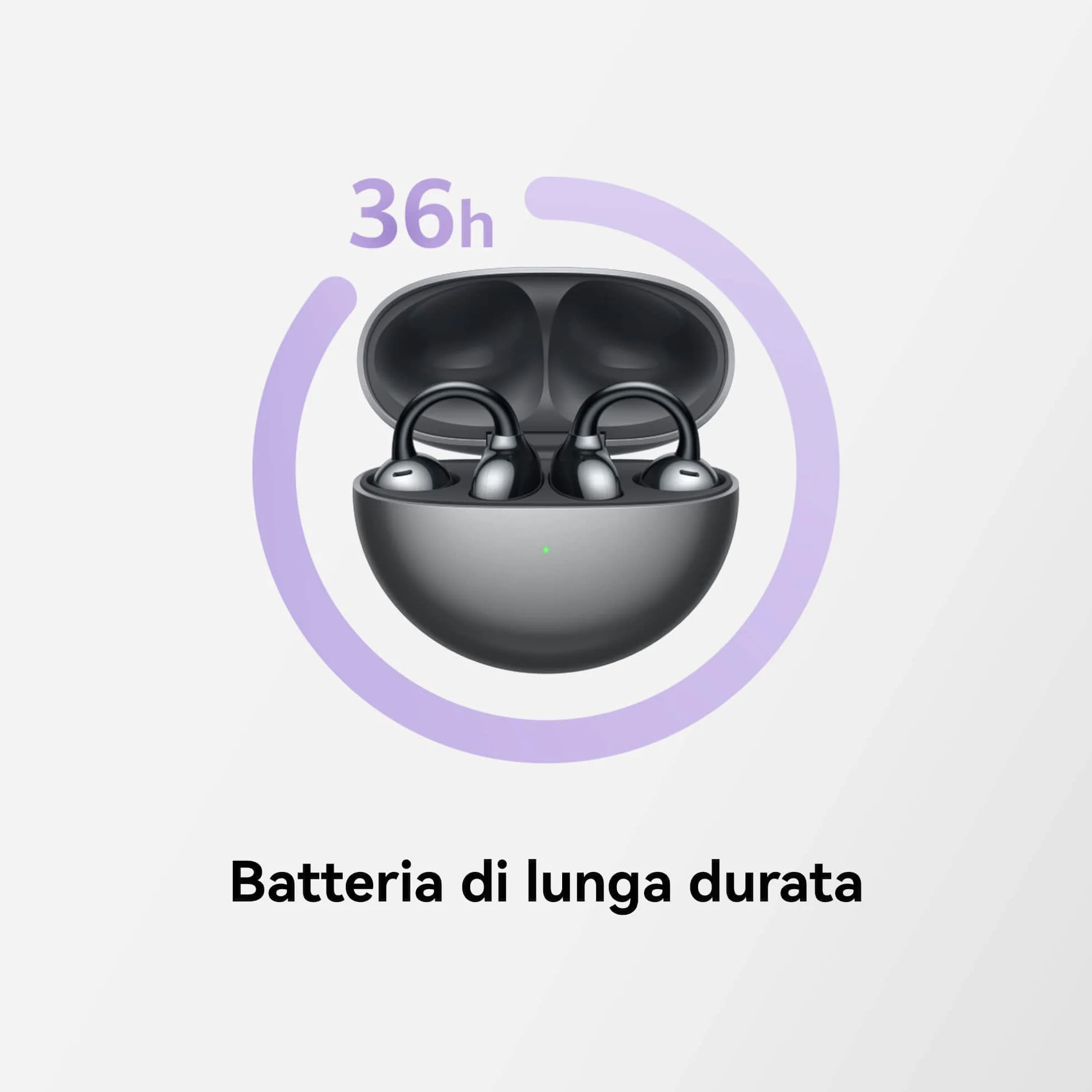 HUAWEI FreeClip, Design innovativo con clip per un comfort senza pari, Ascolta con open-ear, Cancellazione del rumore AI per chiamate, Batteria lunga durata, Android & iOS, Italia, Purple