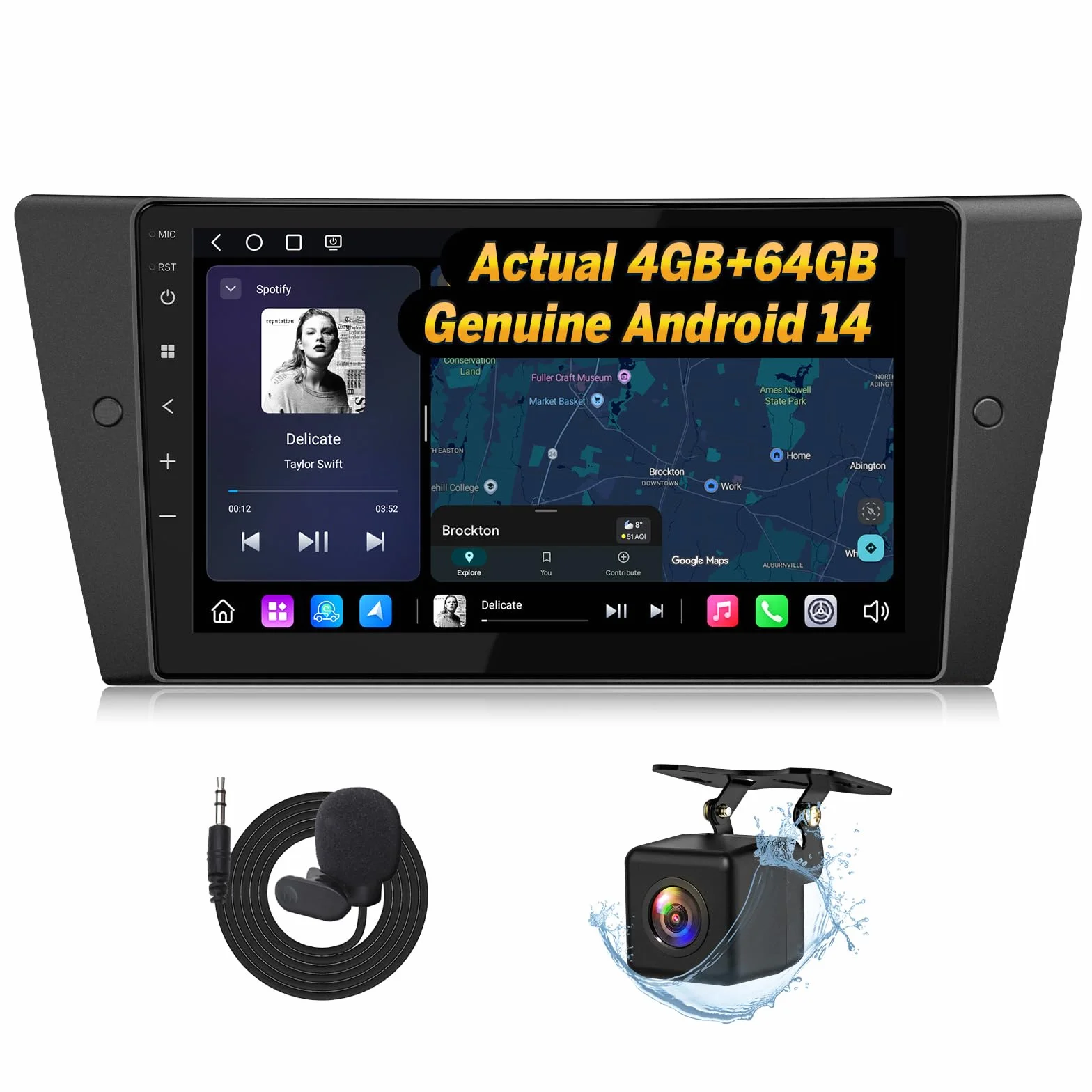 Eonon 9 Pollici Android 14 per BMW 3 E90 E91 E92 E93 (2005-2013) GPS CarPlay Android Auto Specchio Schermo Bluetooth WiFi Radio USB EQ DSP Telecamera Posteriore Autoradio E90X7