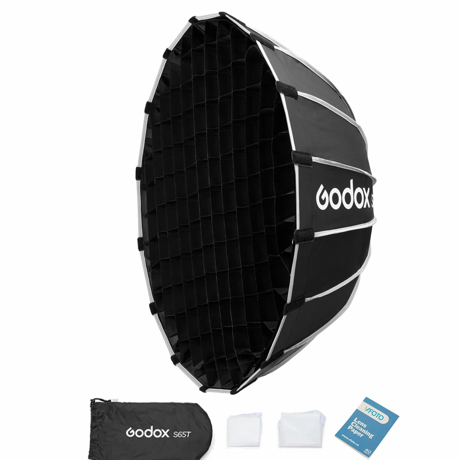 GODOX S65T Ombrello Softbox a Sgancio Rapido con Griglia a Nido d’Ape, 65cm Portatile Riflettore Soft Box Bowens per Studio Photography Speedlite Flash