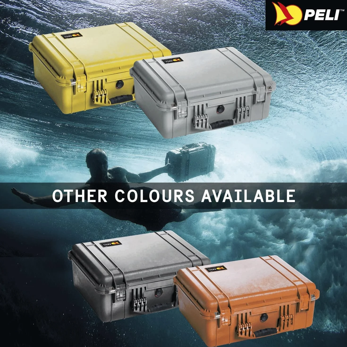 PELI 1560 Valigia di grandi dimensioni per apparecchi fotografici e strumenti fragili, IP67 Impermeabile e a prova di polvere, Capacità di 44L, Prodotto in Germania, Senza schiuma, Color sabbia