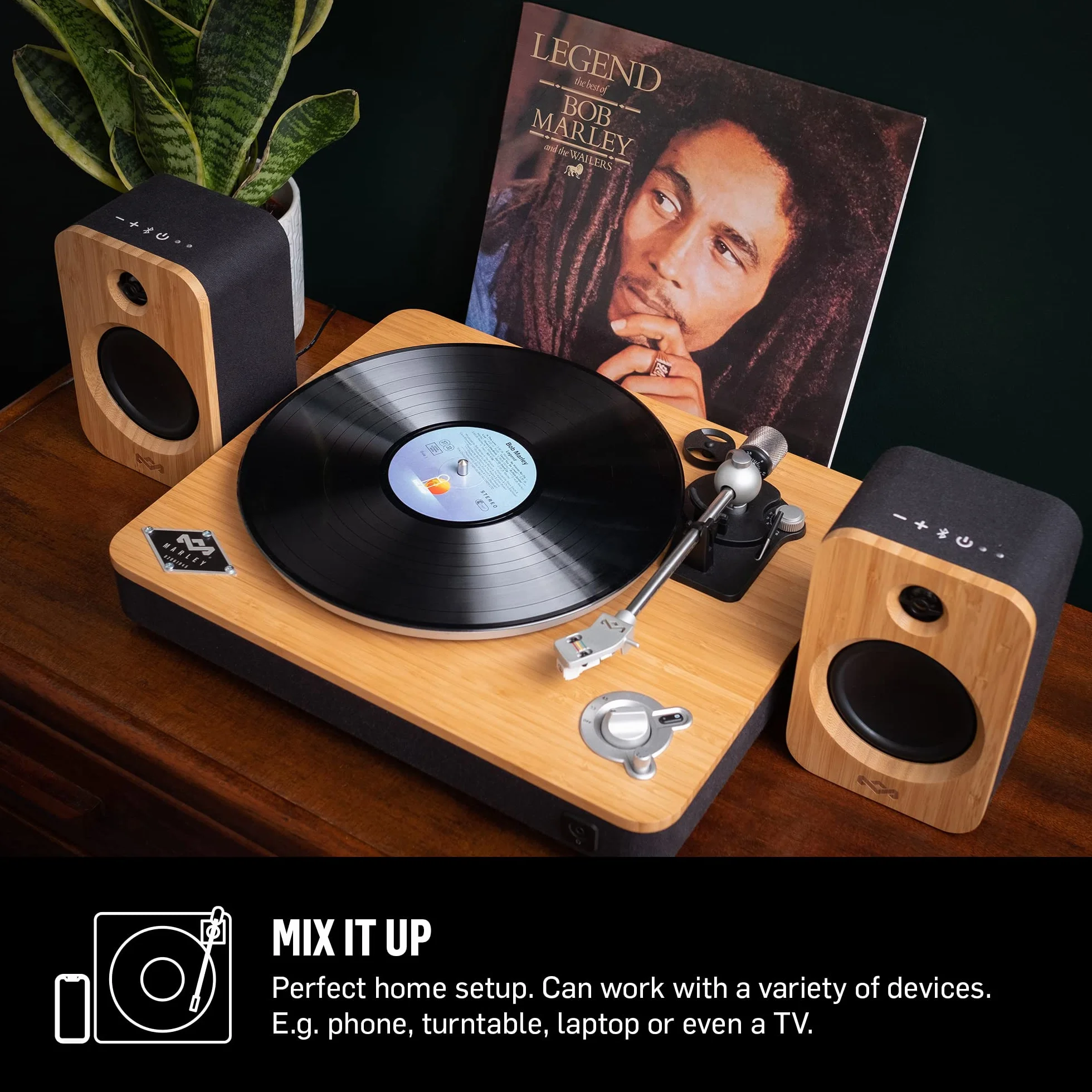Marley Casse House of Get Together Duo da Libreria - Casse Bluetooth con Ingresso AUX, Compatibili con Giradischi e Vinili - Altoparlanti Libreria Attivi ad Alta Definizione, Design Sostenibile