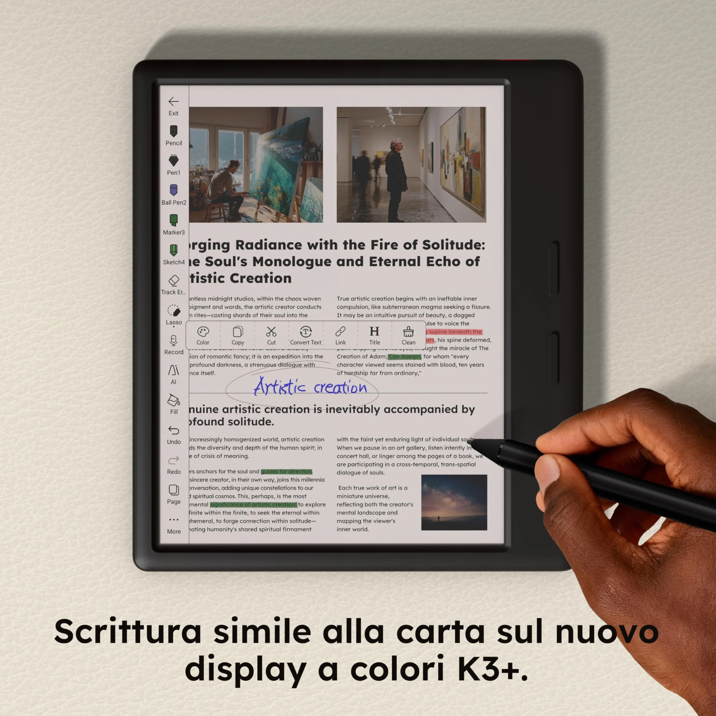 Ocean C - Lettore di eBook a colori da 64 GB + 4 GB, supporta la scrittura a mano, tablet in carta E-Ink a colori da 7 pollici con batteria a lunga durata per lettura e scrittura (penna stilo