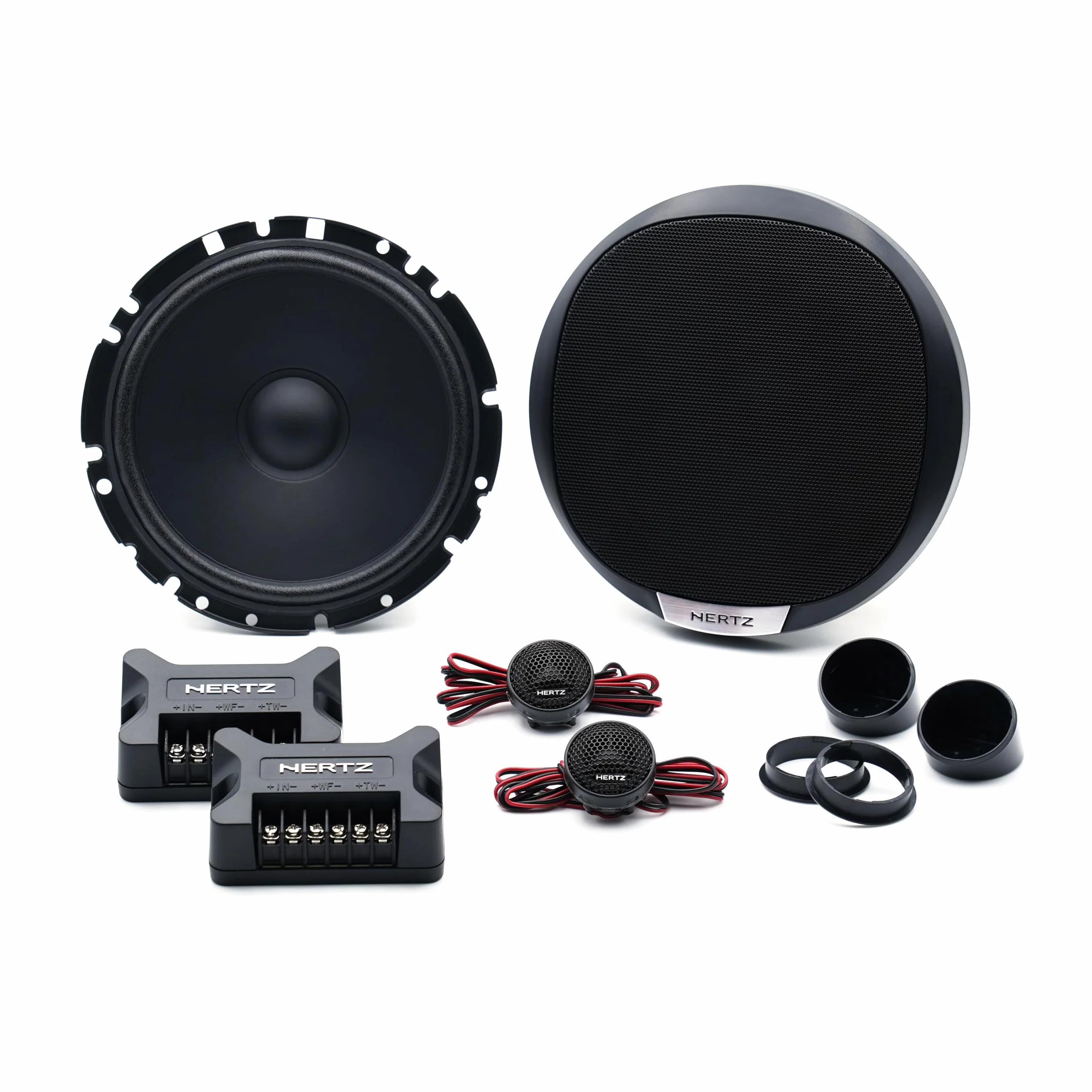 Hertz K 165 Fan Edition - Kit di altoparlanti 2 vie con woofer da 165/170 mm, tweeter da 24 mm e crossover, 300W Peak, 4ohm, Griglie incluse e installazione facile