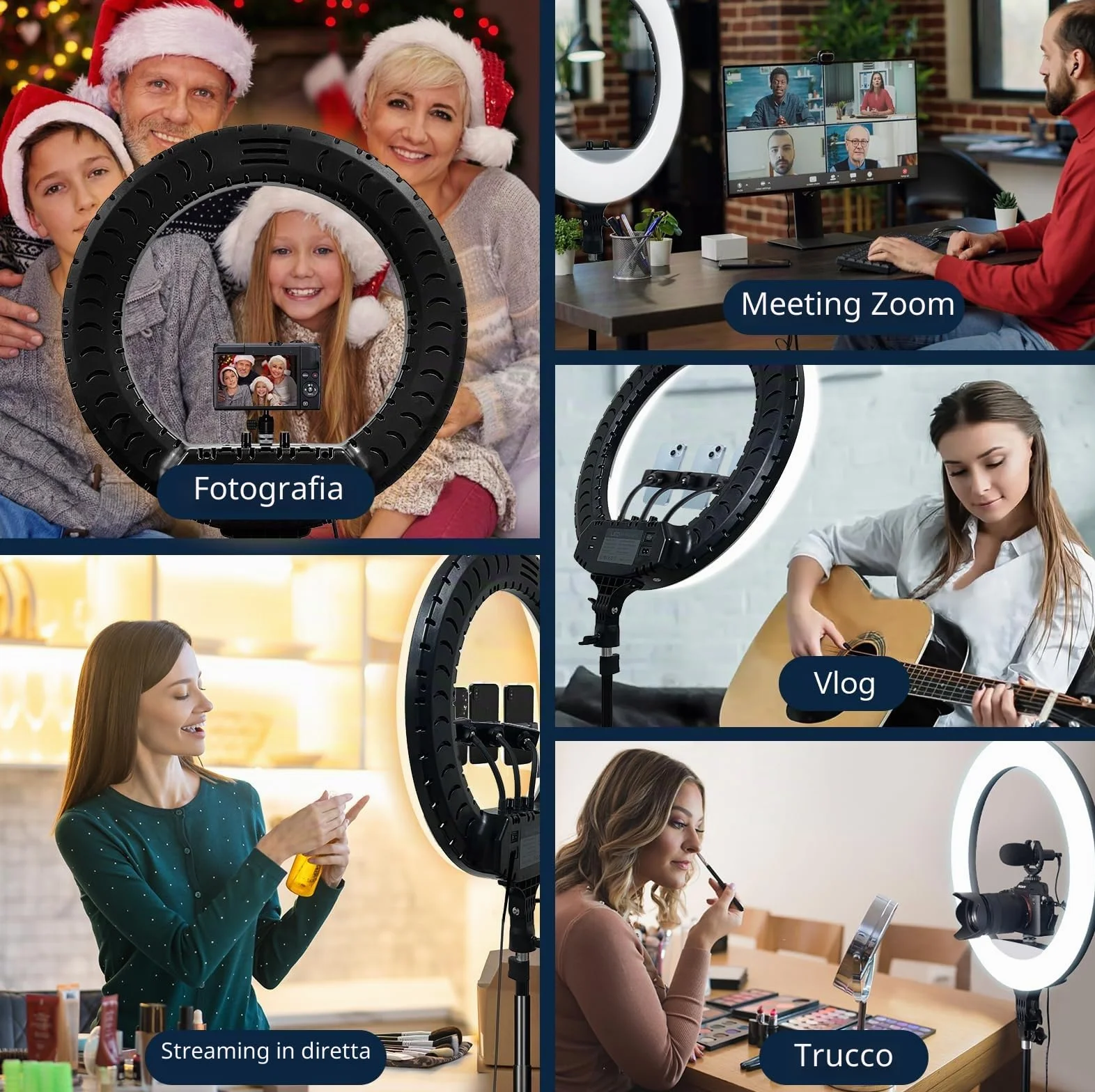 53.34CM/21 pollice Ring Light Telefono CRI 95+, Luce per Selfie 7000LM, 700K-6500K con testa per treppiede DSLR per YouTube TikTok Streaming Trucco Vlog Video Fotografia Zoom Riunione