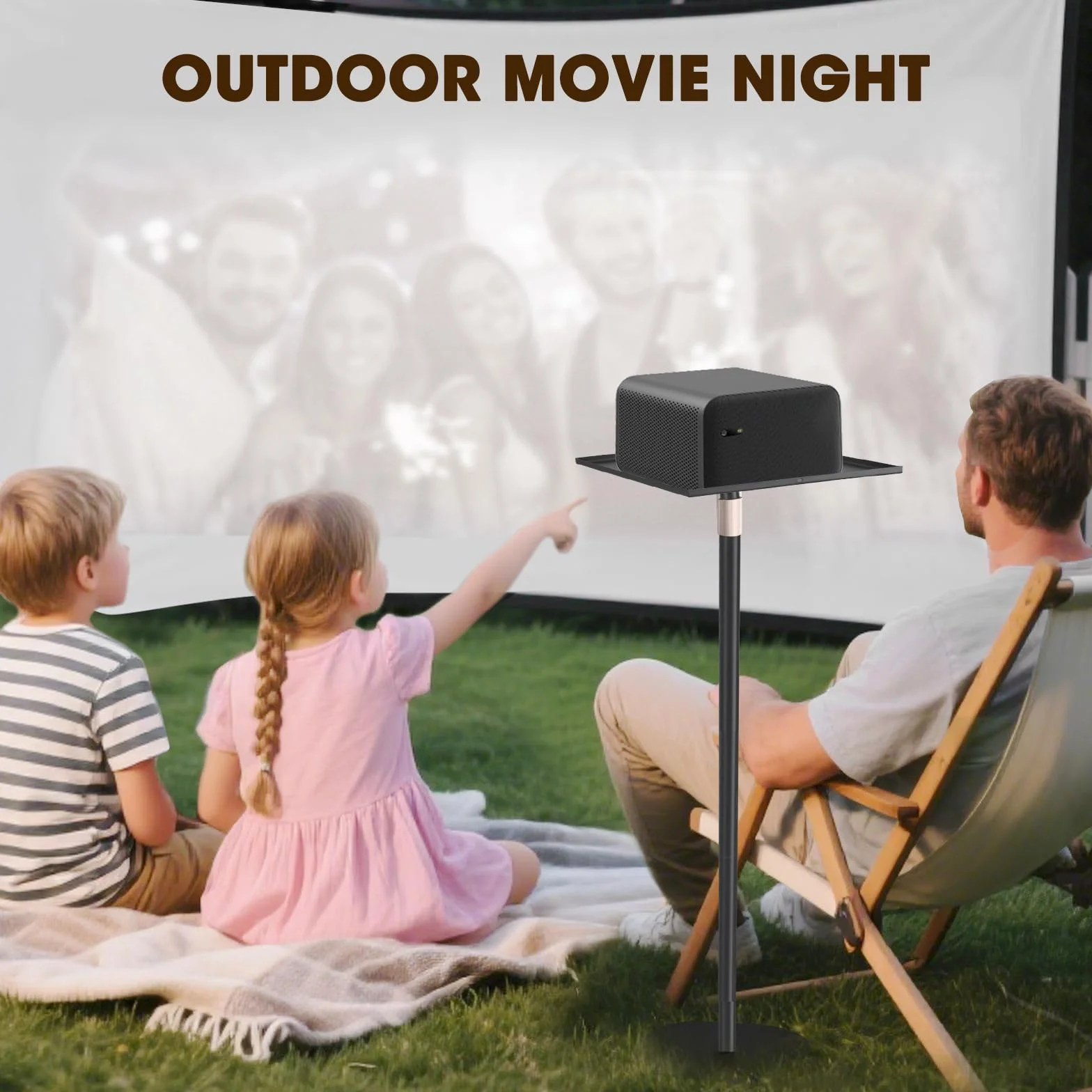 Supporto per proiettore, multifunzione, girevole a 360°, altezza regolabile 40-155 cm, supporto per proiettore con piastra in acciaio al carbonio di alta qualità, per presentazioni, home theater