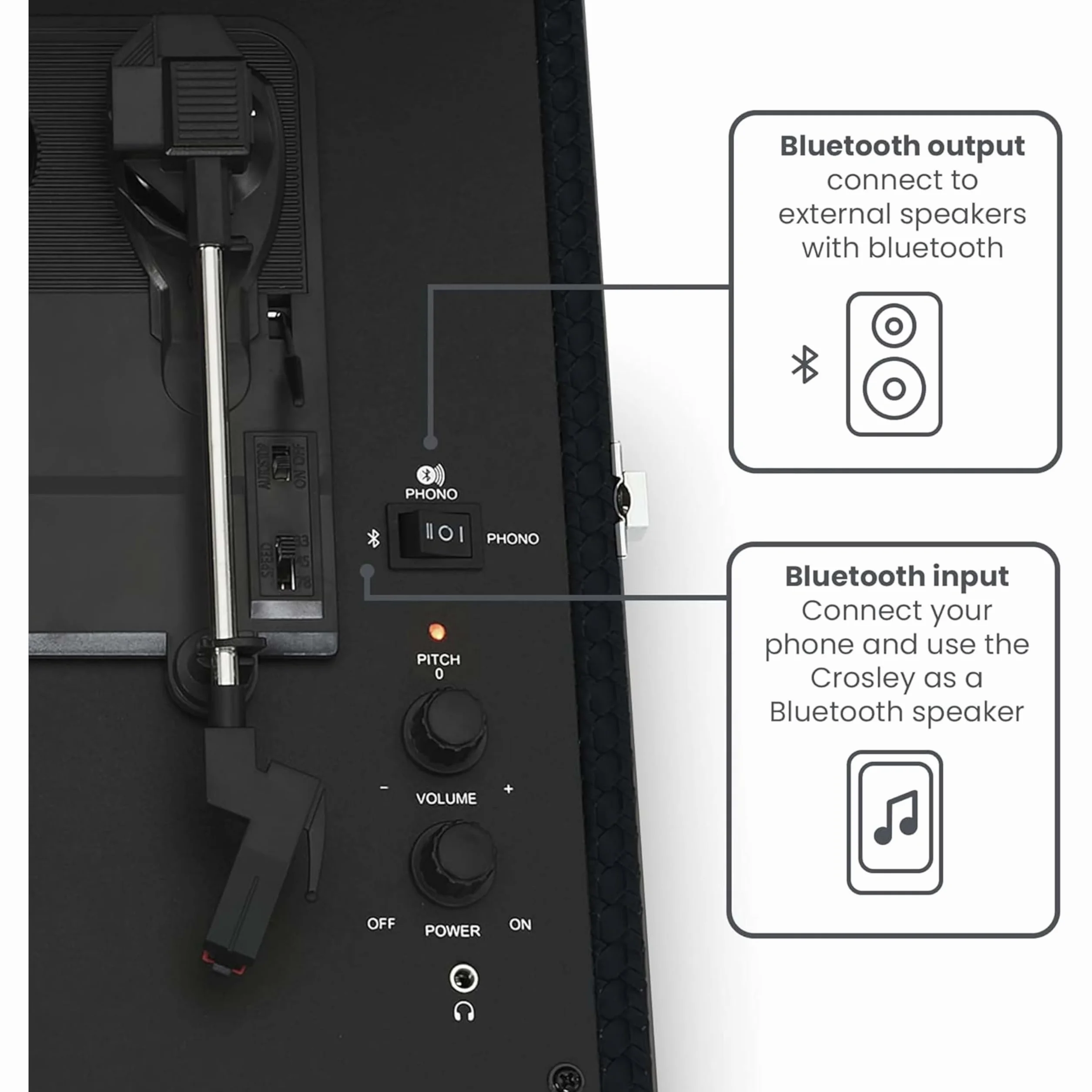 Crosley Voyager Giradischi Vintage Portatile Bluetooth 3 Velocità Nero