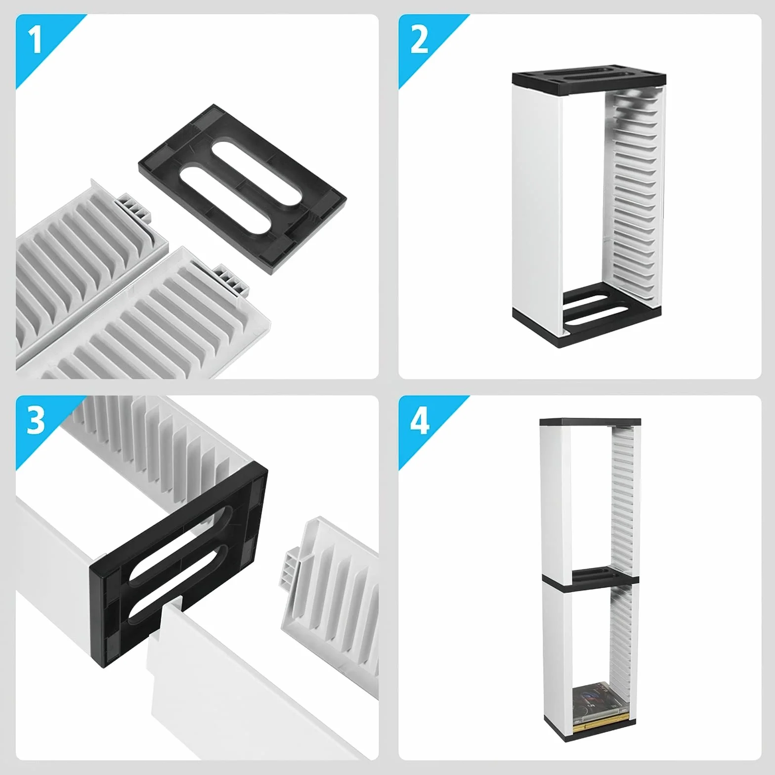 NCONCO Torre di archiviazione per giochi, 36 pezzi, torre di archiviazione per dischi di gioco in ABS, torre universale per PS5/PS4/Xbox One/NS e dischi Blu-Ray