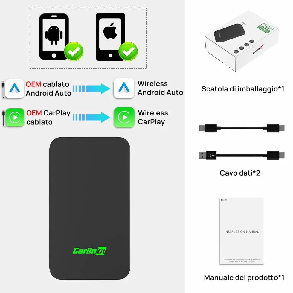 Carlinkit 5.0 Wireless Carplay & Wireless Android Auto, CPC200-2Air