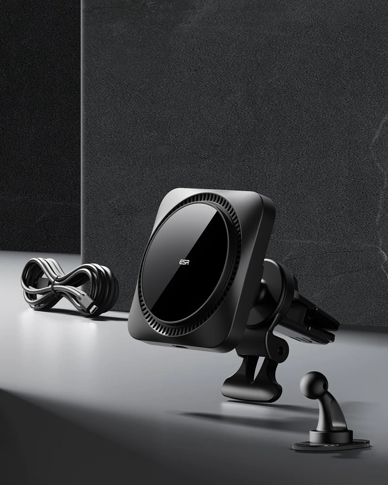ESR HaloLock Caricatore Wireless per Auto con CryoBoost, Compatibile con iPhone 17/17e/16/15/14/13/12, S26/S25, MagSafe e Le Custodie Magnetiche, Ricarica Veloce, Ventola di Raffreddamento, Nero Opaco