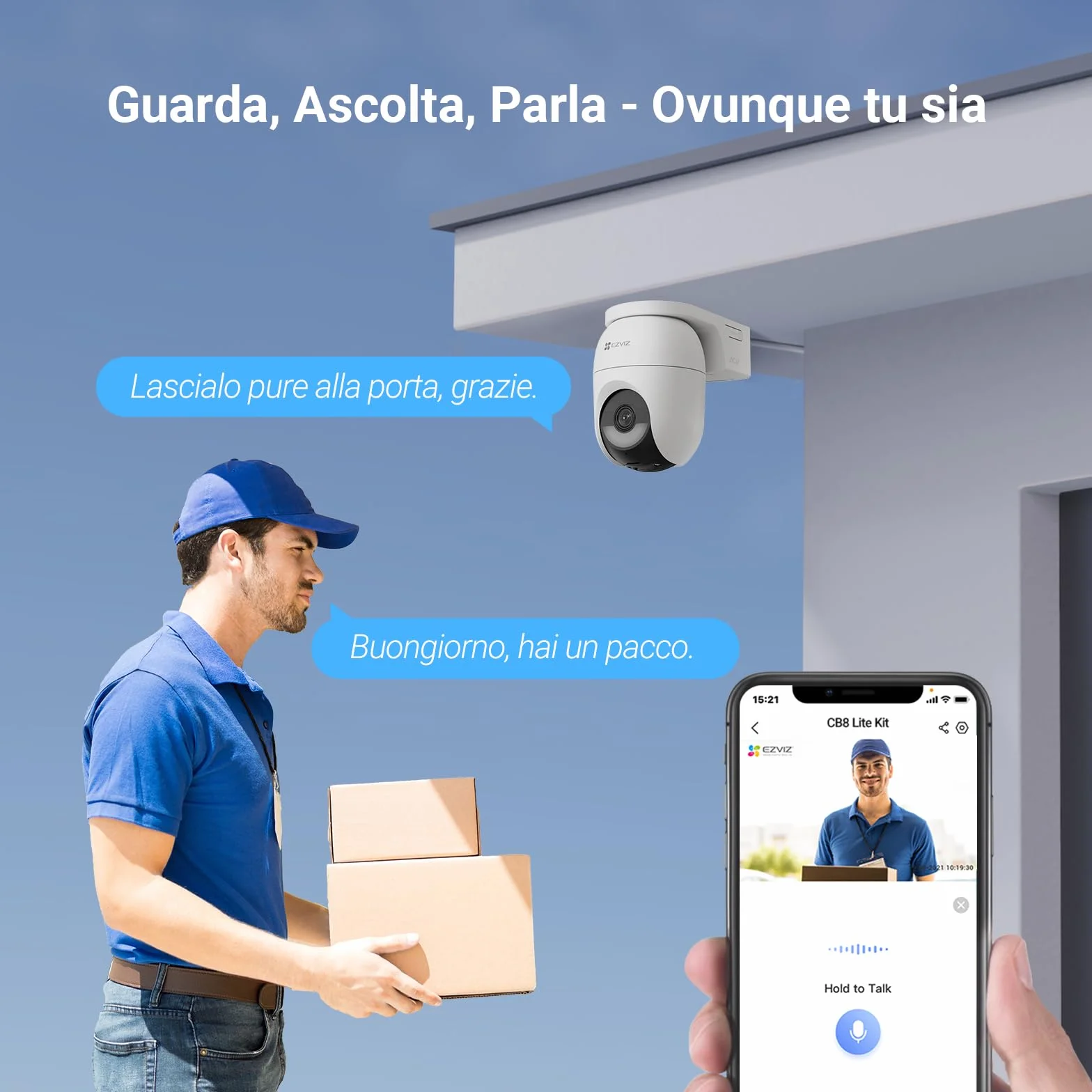 EZVIZ CB8 Lite Kit da 2, Telecamera WiFi Esterno 2K+ Senza Fili con 2 Pannelli Solari, 360° Pan/Tilt, Batteria a Lunga Durata, AOV, Rilevamento Umano/Veicolo, Visione Notturna a Colori, Wi-Fi 6