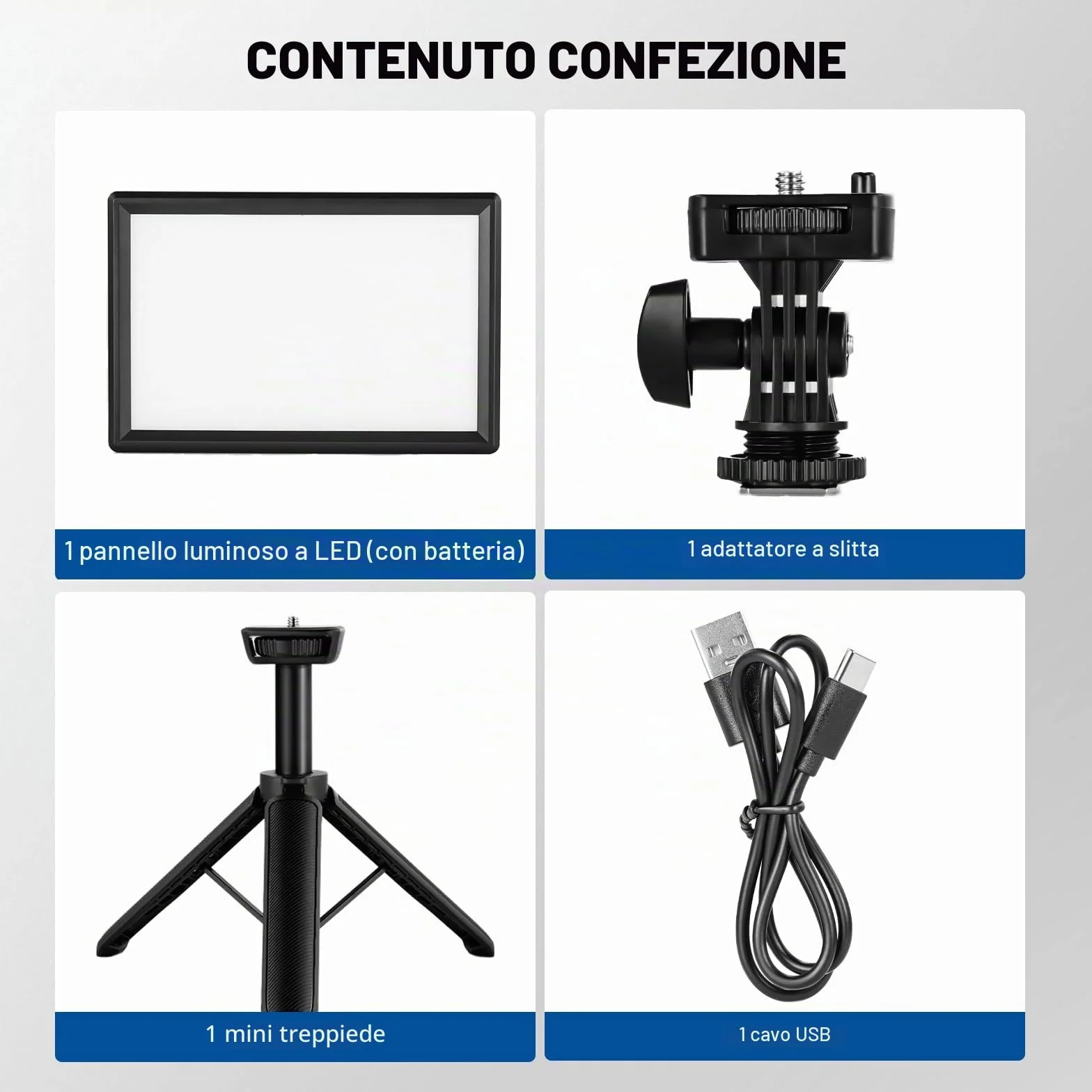 NEEWER 9" Pannello Luce LED, luci soffusa dimmerabile per fotocamera DSLR con mini treppiede, batteria 4000mAh, porte USB tipo C, 3200K~5600K CRI95+ 600Lux per fotografia, video, streaming, NL-116AI