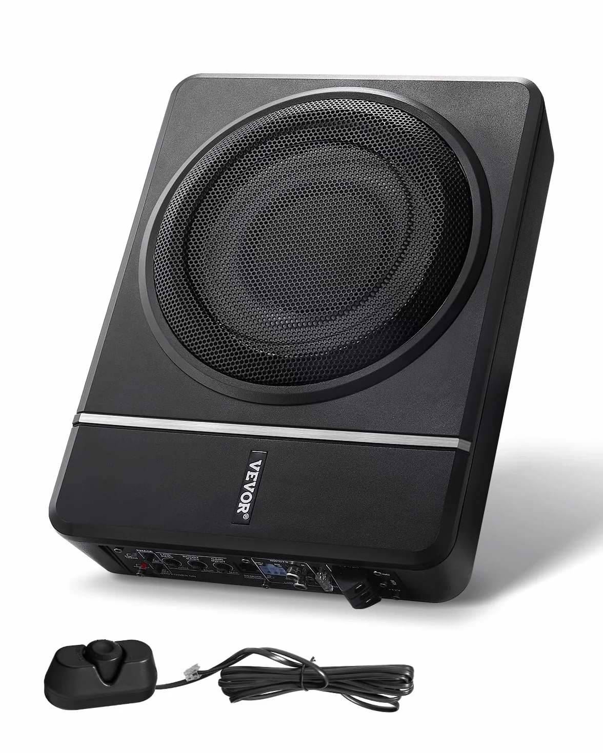 VEVOR Subwoofer per Auto Sotto Sedile, Subwoofer Auto Sottile Sistema Audio a Basso Profilo, Audio con Amplificatore integrato, Ingresso Livello Alto e Basso Regolatore del Volume 203 mm e 240W