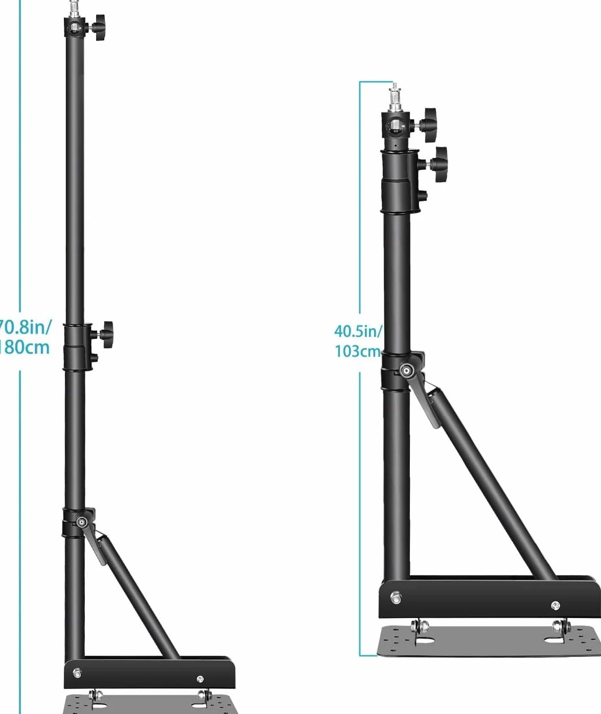 NEEWER Braccio Triangolare Montaggio a Parete per Luce Anulare,Stroboscopica Fotografica, Monoluce, Softbox, Riflettore, e Ombrello, 180 Gradi Rotazione Supporto, Lunghezza Massima 180cm(Nero)