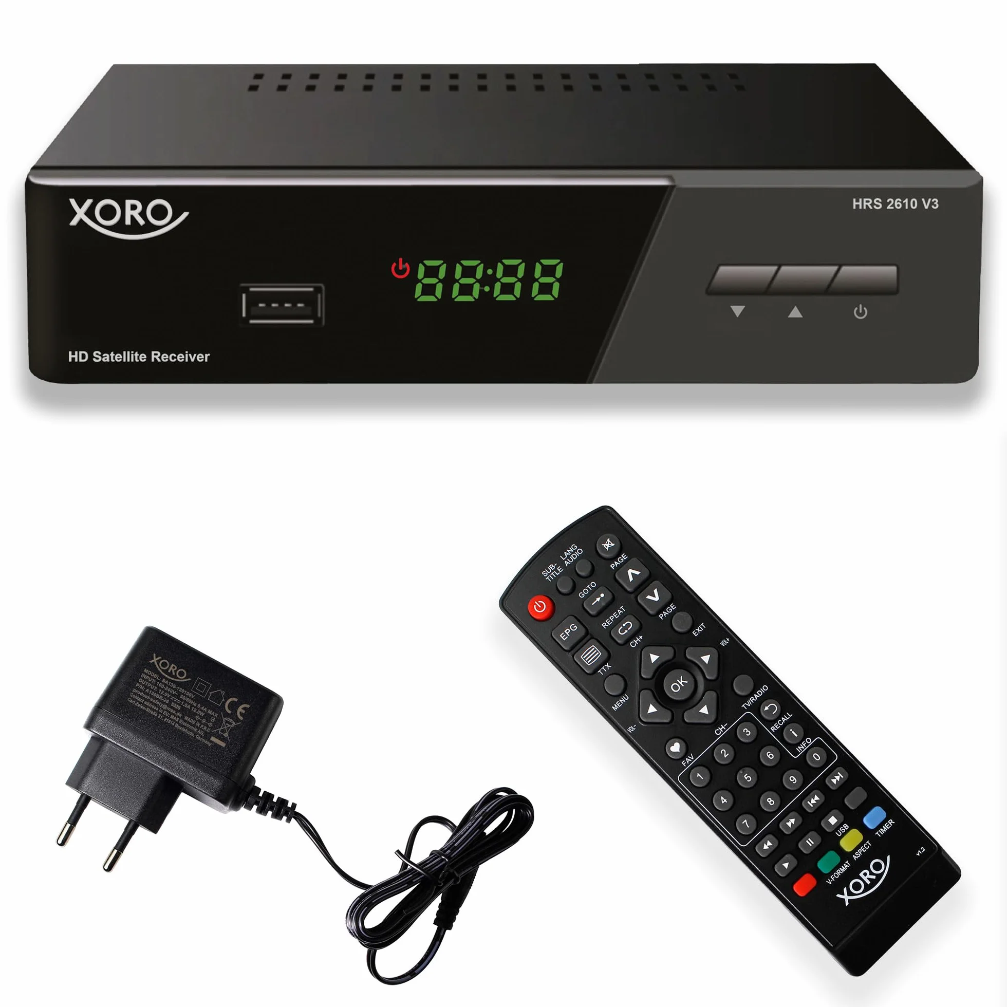 XORO HRS 2610 - Ricevitore satellitare digitale con connessione HDMI e SCART, LAN, compatibile con Unicable, lettore multimediale USB 2.0, elenco canali ASTRA 19.2 preprogrammato
