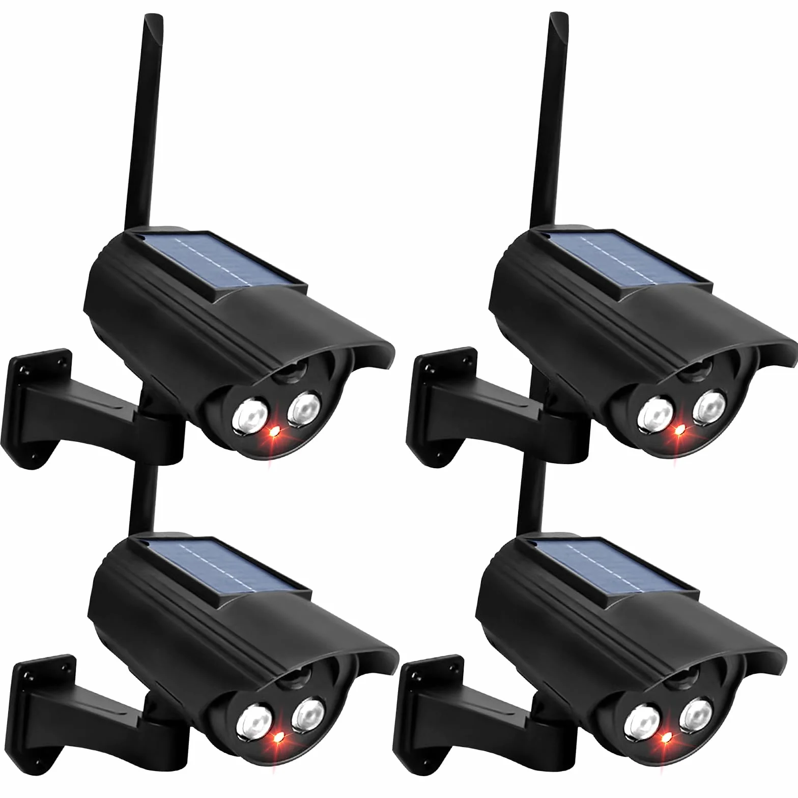 GOMETY 4 pezzi fotocamera finta sorveglianza esterni con luce LED rossa lampeggiante per garage