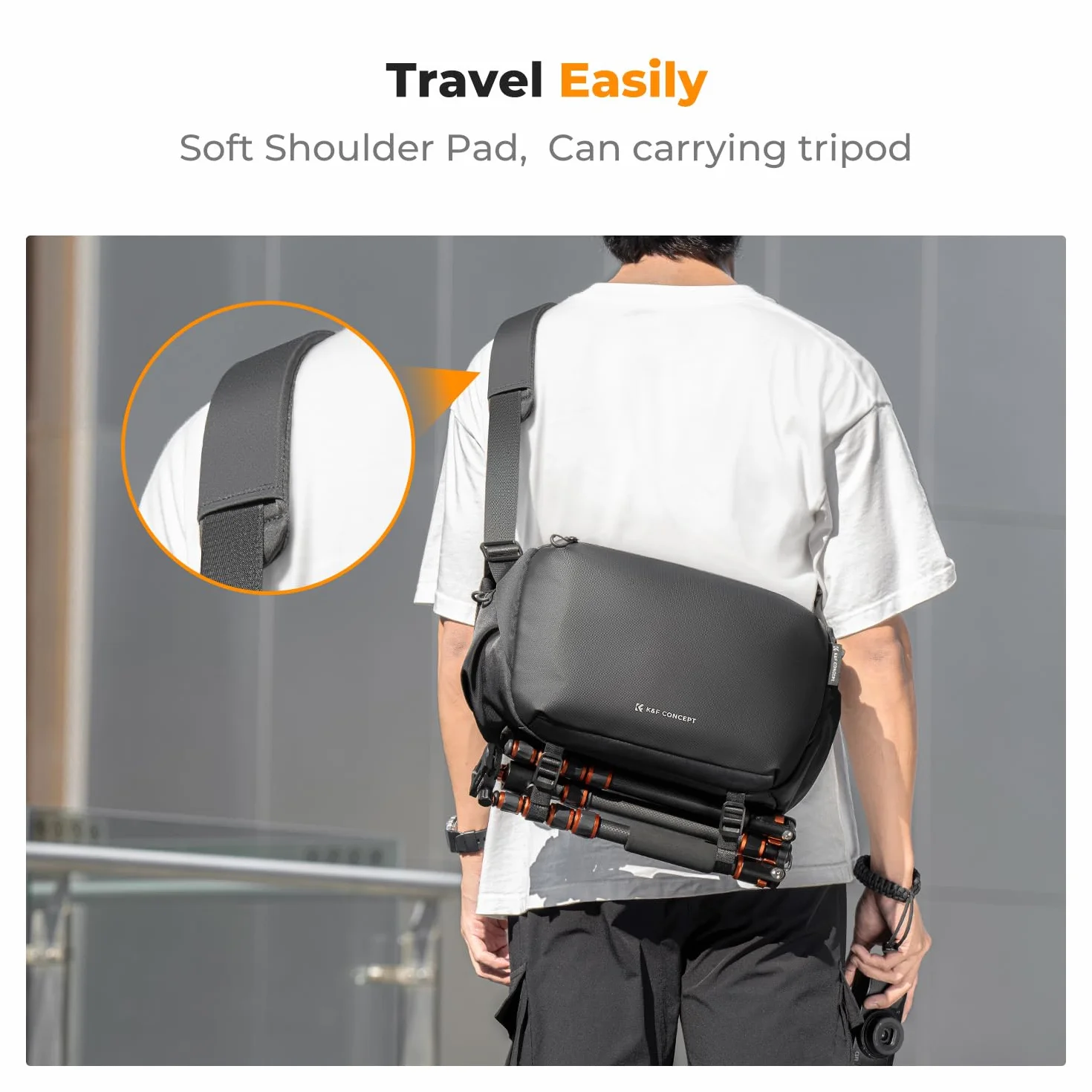 K&F CONCEPT Borsa per Fotocamera, impermeabile a Spalla Singola Zaino Fotografico Casual Borsa a Tracolla Fotocamera Compatibile con macchina fotografica SLR DSLR