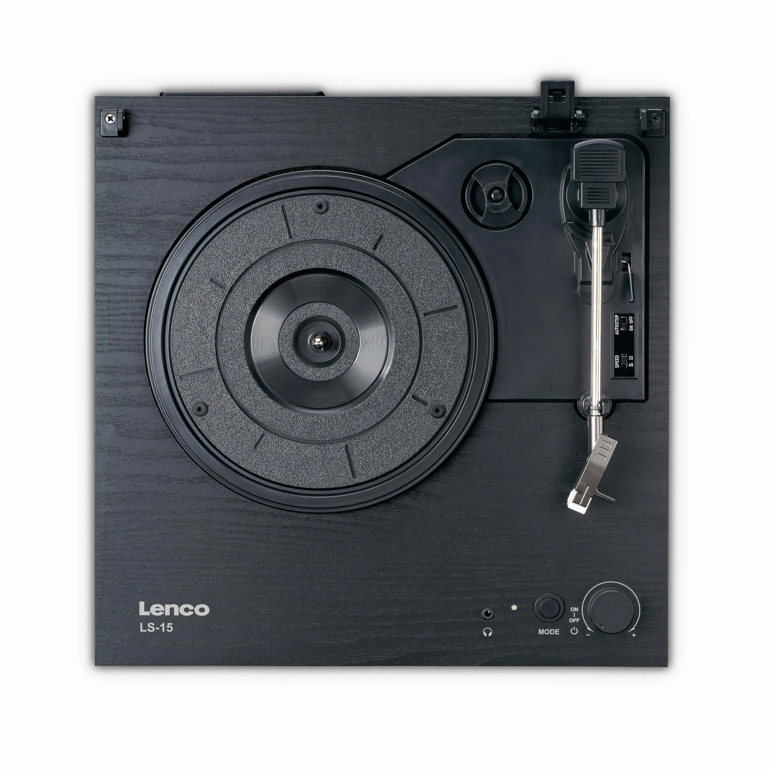 Lenco LS-15BK Giradischi Bluetooth 2 Altoparlanti Integrati Pickup AT3600L Cinghia Auto-Stop 33/45 Giri AUX RCA Nero