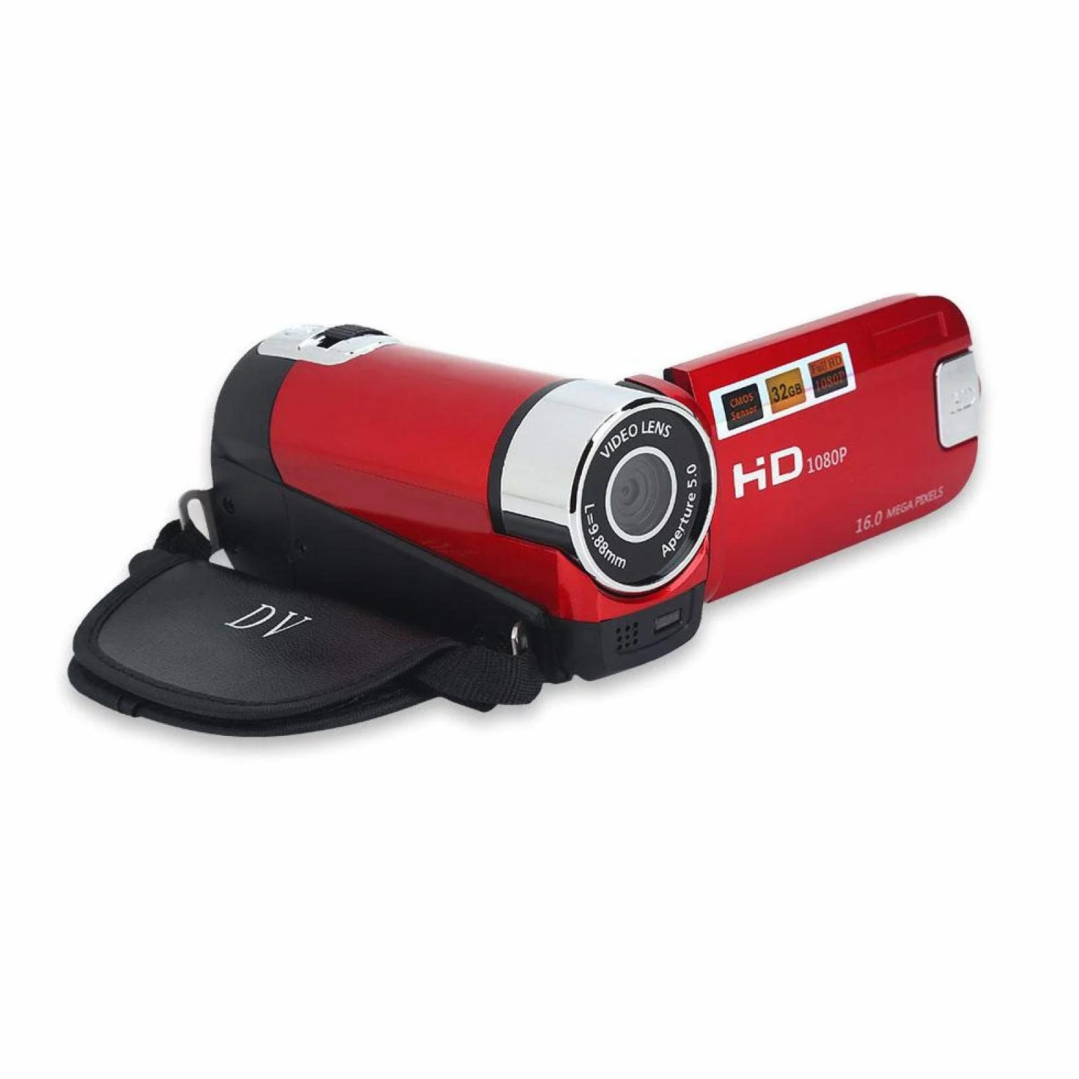 Diyeeni Videocamera portatile 1080P FHD 16x zoom digitale, fotocamera digitale DV Trabar con sensore COMS, altoparlante incorporato, schermo rotante 270 °, videocamera(Red)